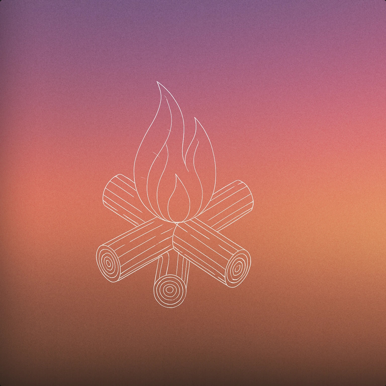 Cover of a single stylized campfire with a few distinct logs and minimal flames rising above them for Fire Crackling sound effects