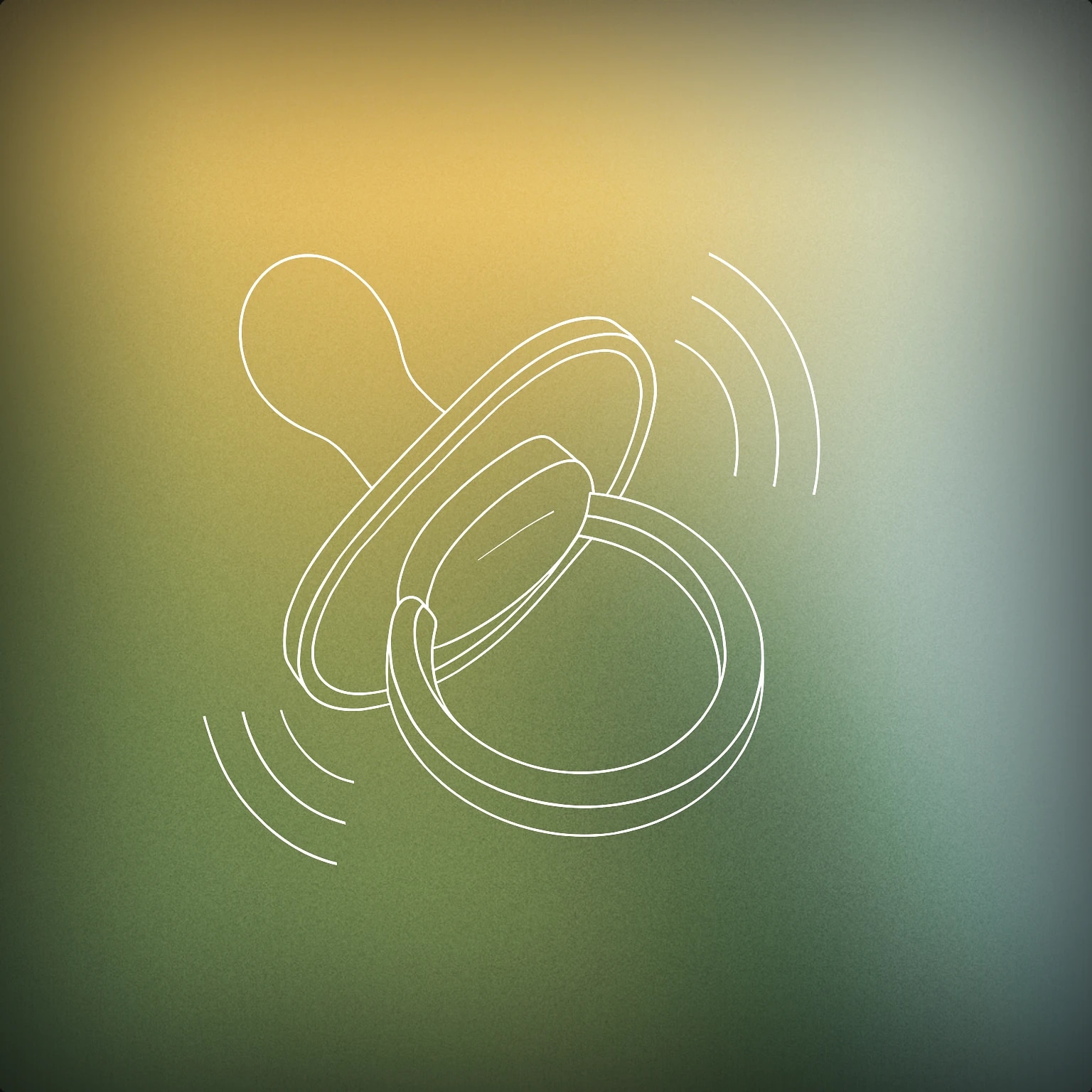 Cover of a pacifier with subtle soundwave lines emanating from it for Baby Crying sound effects