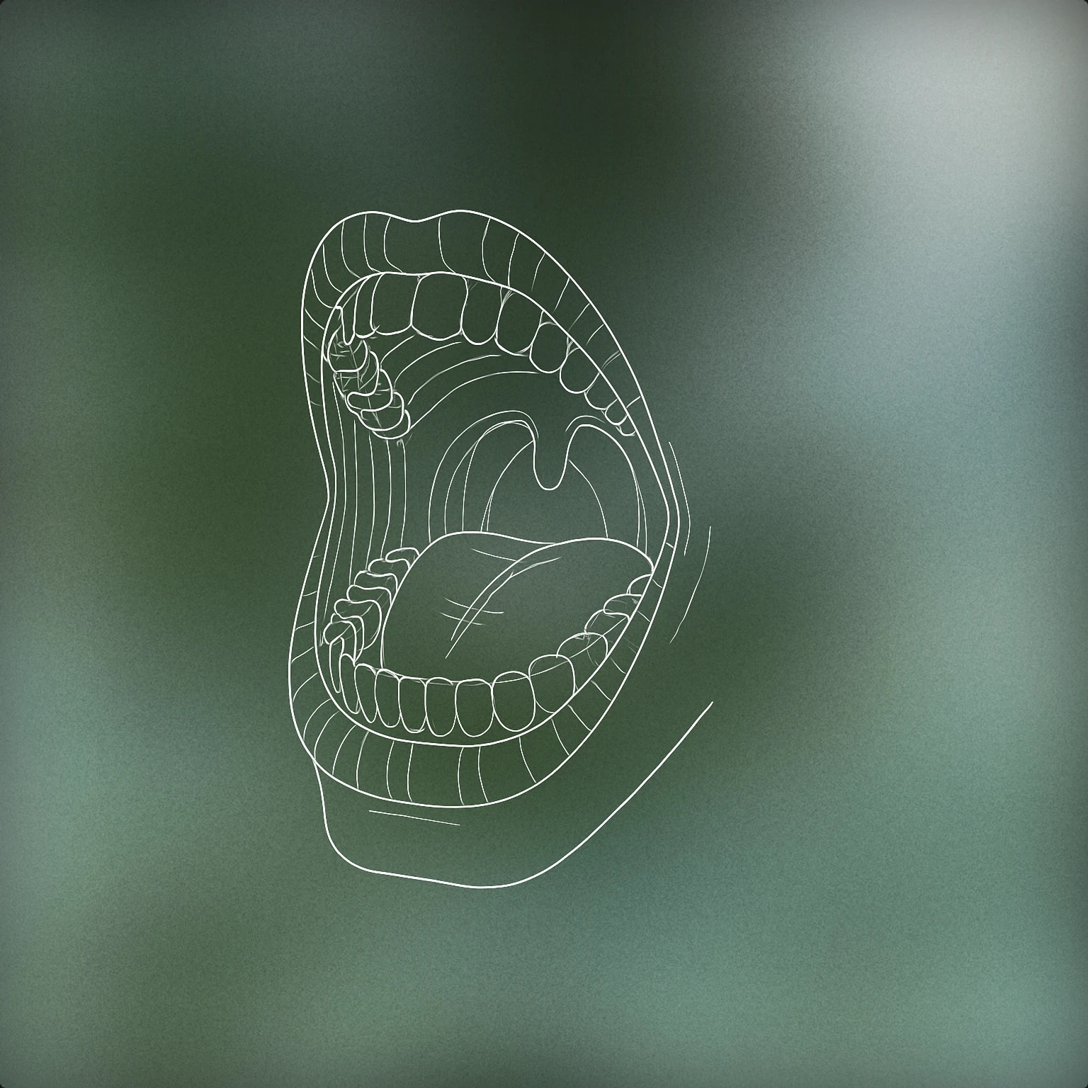 Cover of open human mouth with visible vocal cords for Ahhhhh sound effects