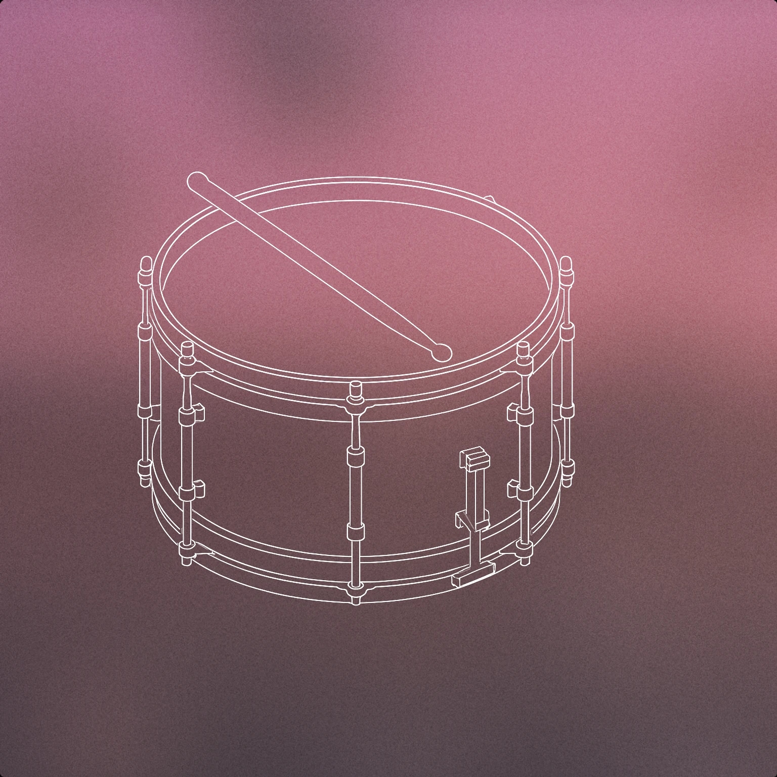Cover of a stylized snare drum with a single drumstick resting diagonally across its surface for Drum Beat sound effects