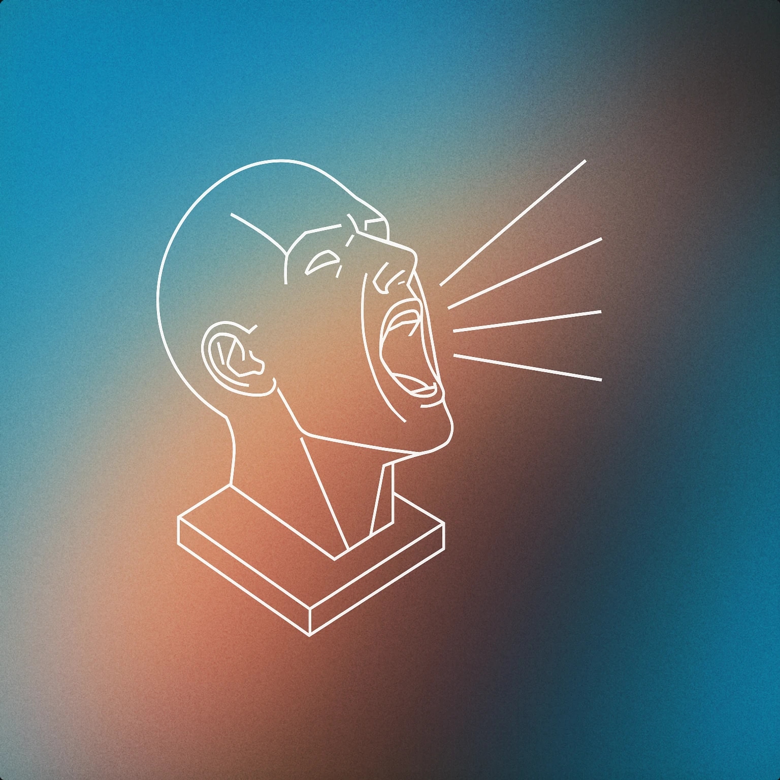 Cover of A stylized human head with an open mouth, tilted back as if shouting, with simple, bold lines emanating from the mouth to represent the force of the scream for Man Screaming sound effects