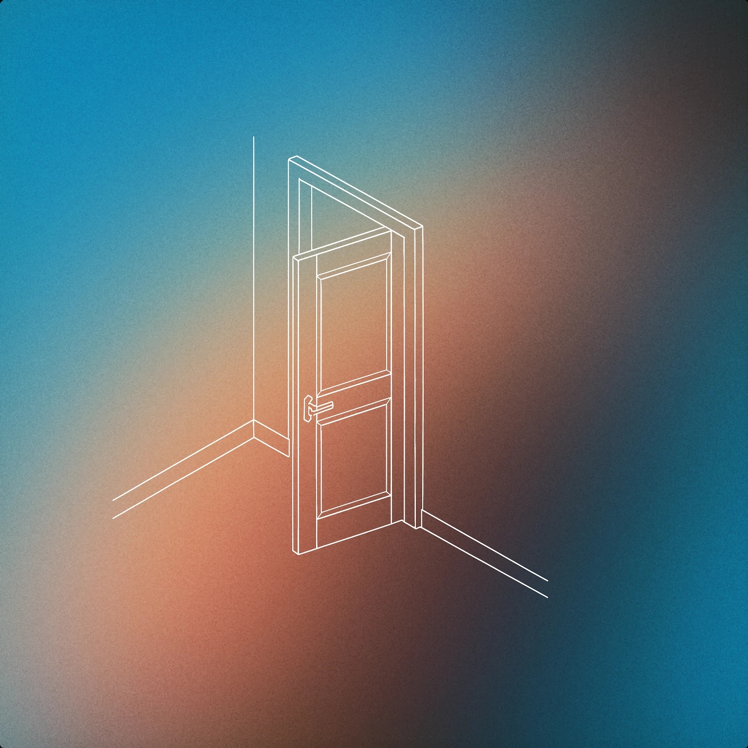 Cover of an empty, closed door slightly ajar in a plain interior for Room Tone sound effects