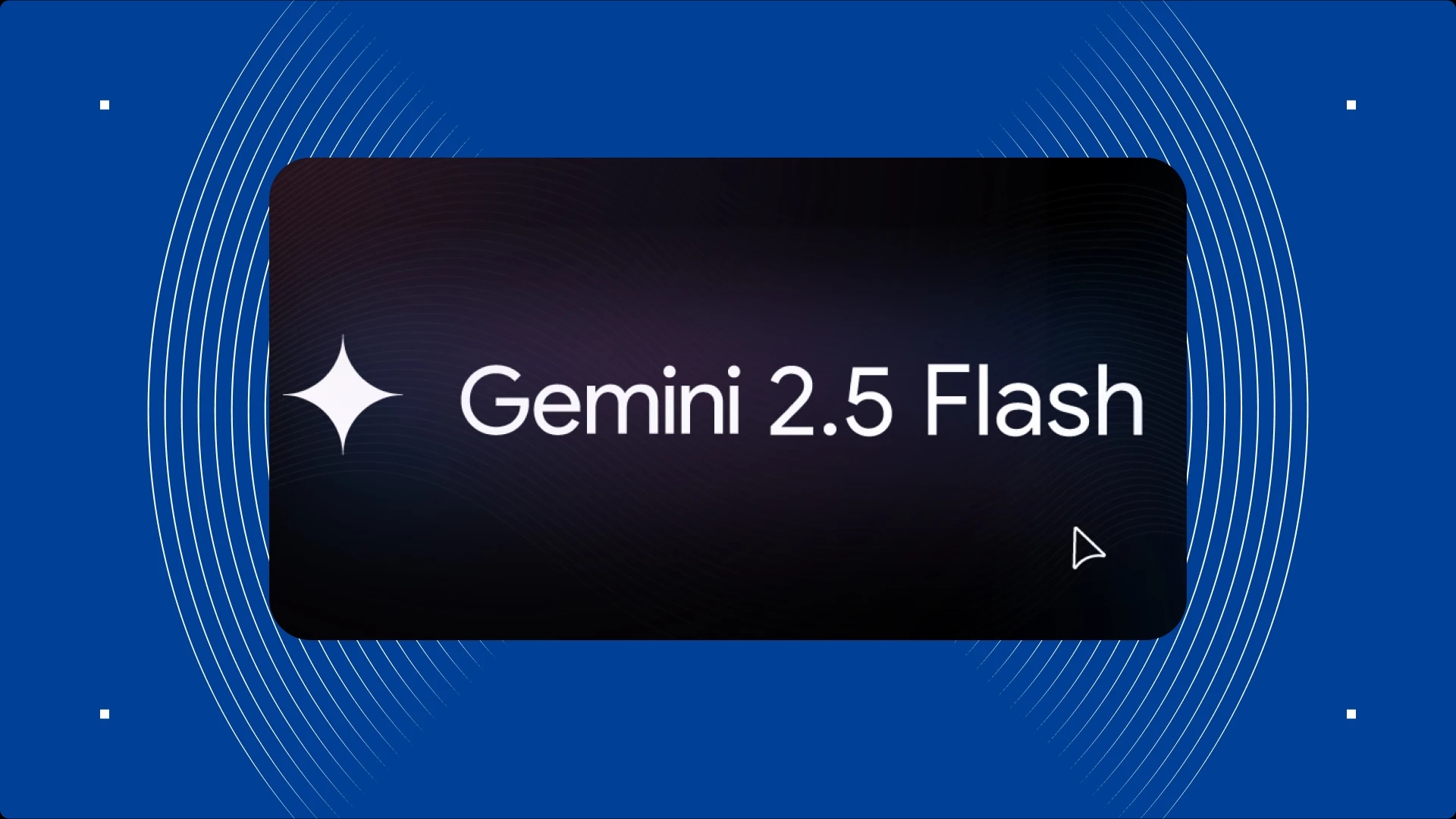 Gemini 2.5 Flash logo on a blue background with white concentric circles.