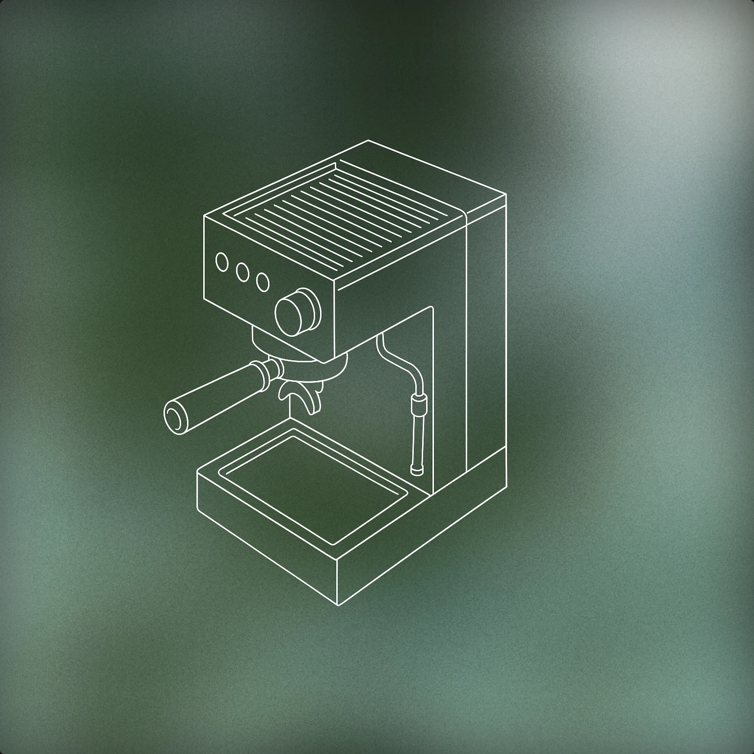 Cover of an espresso machine with a prominent steaming wand for Cafe sound effects