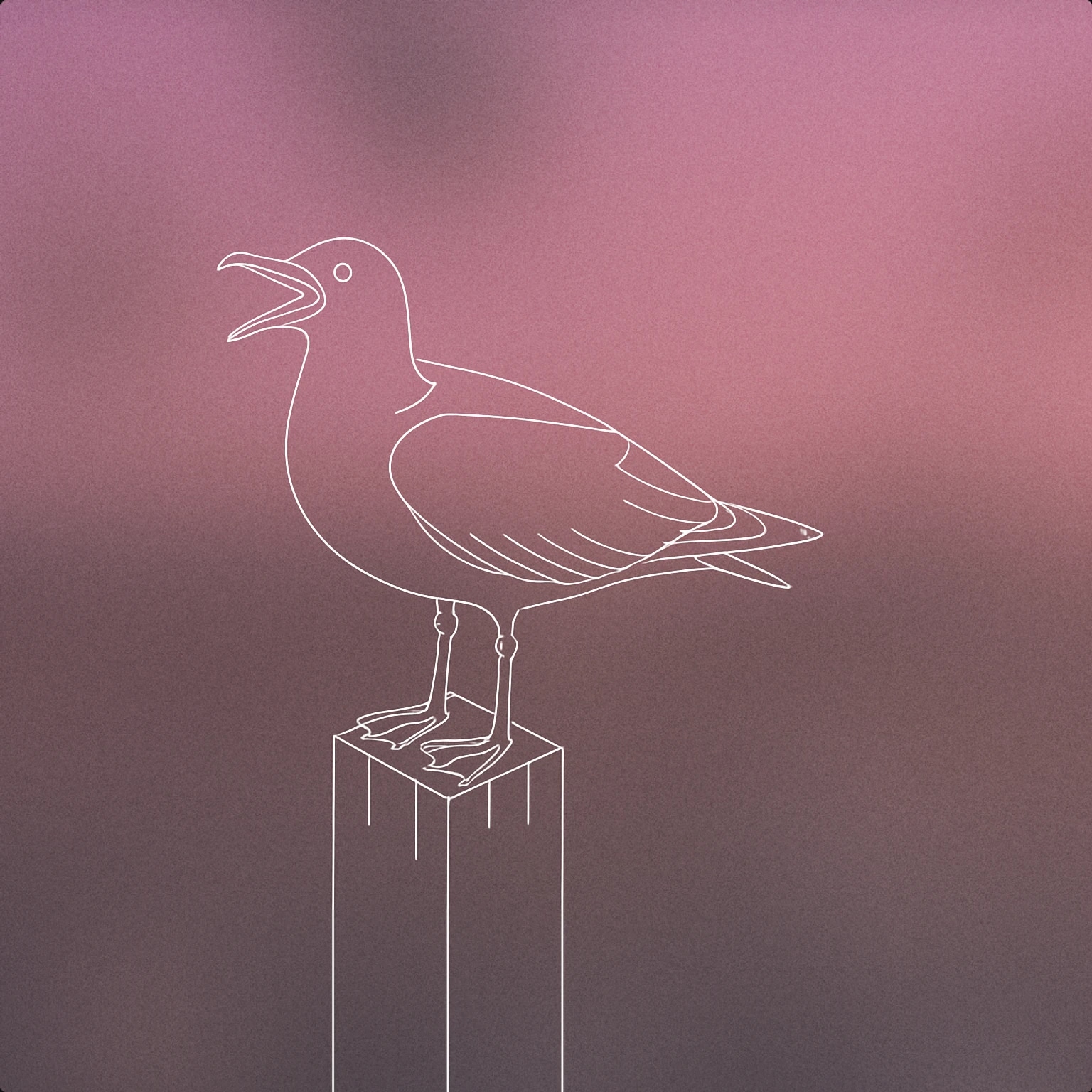 Cover of A stylized seagull perched on a simple wooden post, beak open as if calling out for Seagull sound effects