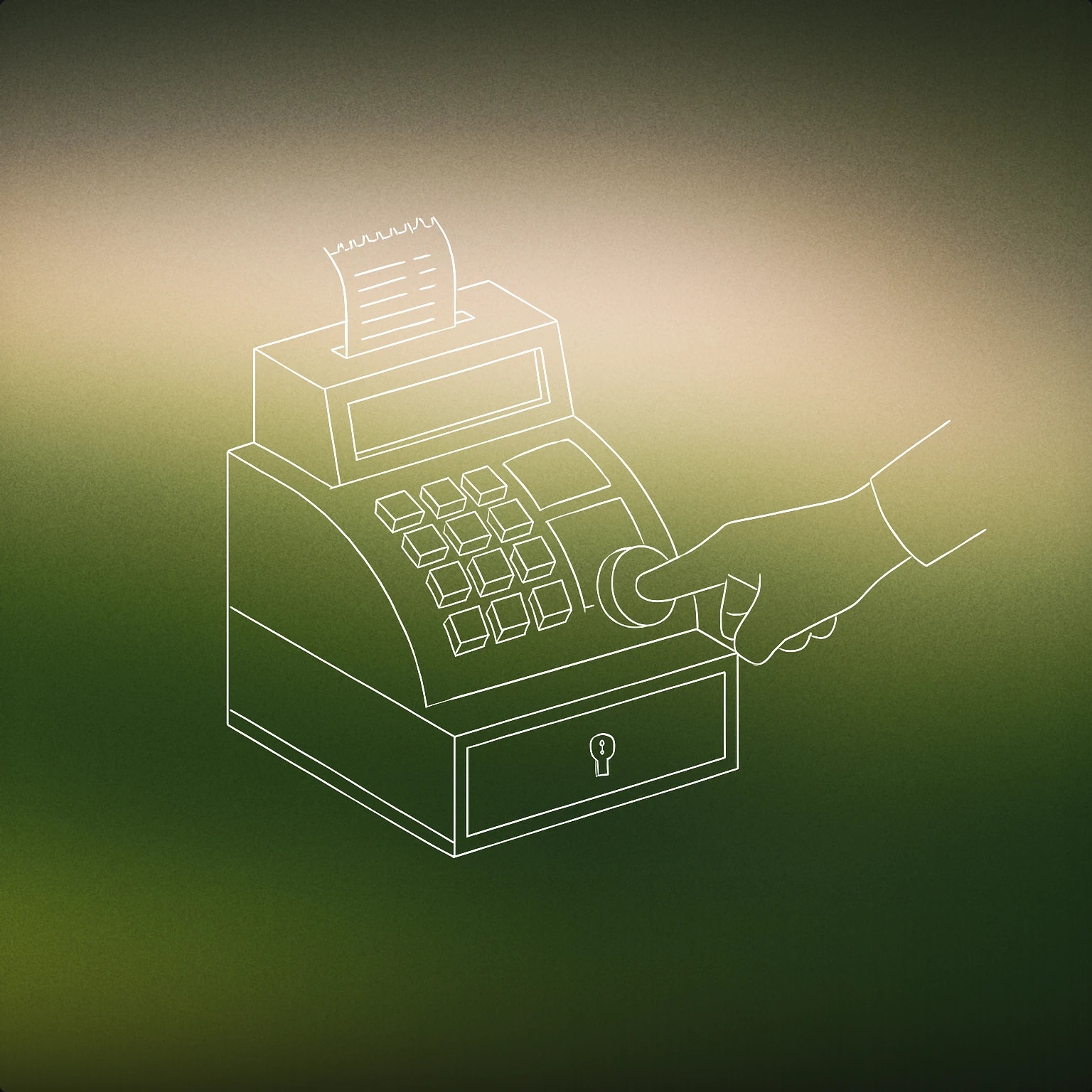 Cover of A classic cash register with a prominent receipt emerging from the top and a large, circular button being pressed for Cash Register sound effects