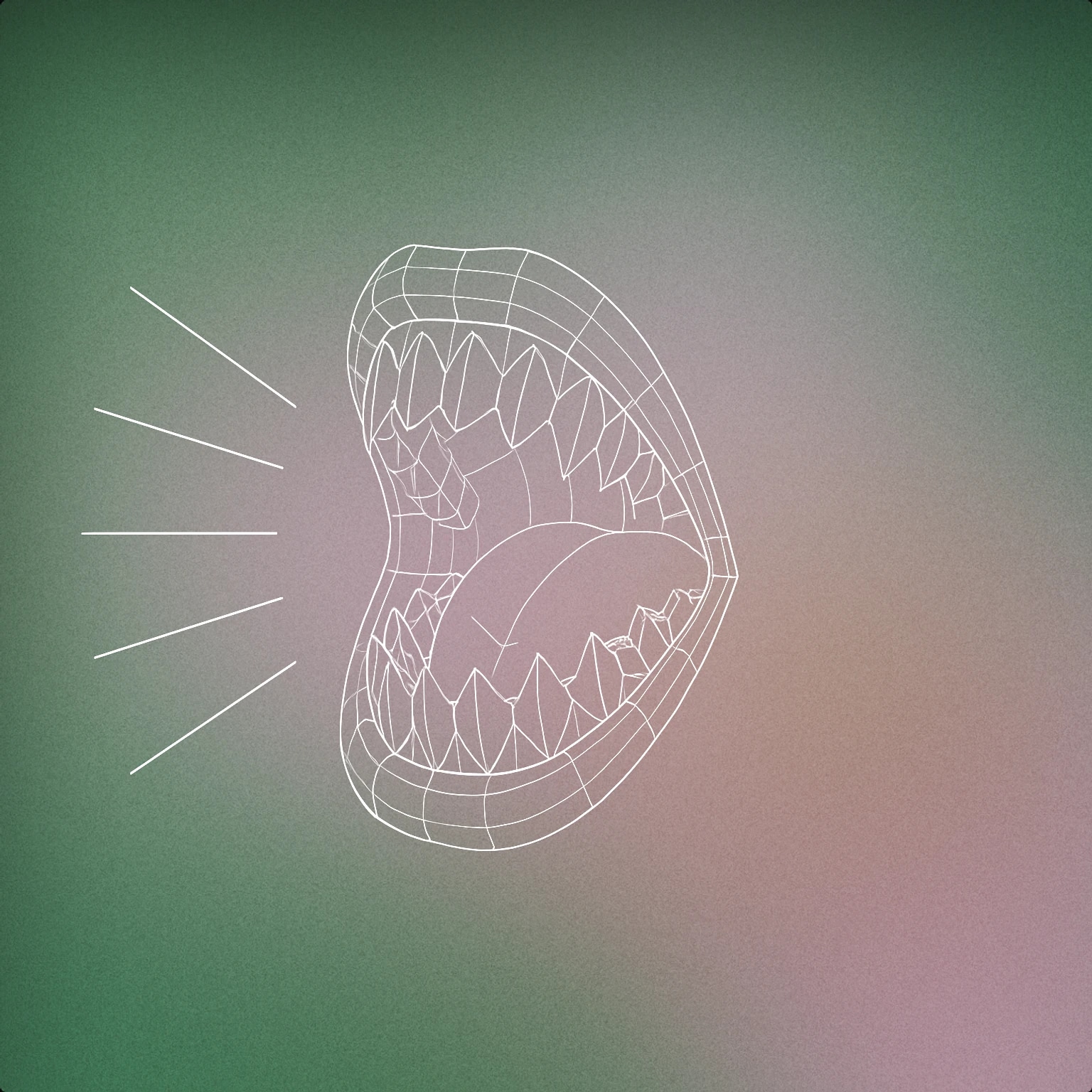 Cover of an open mouth with exaggerated, jagged teeth and sound lines emanating outward for Horror Scream sound effects