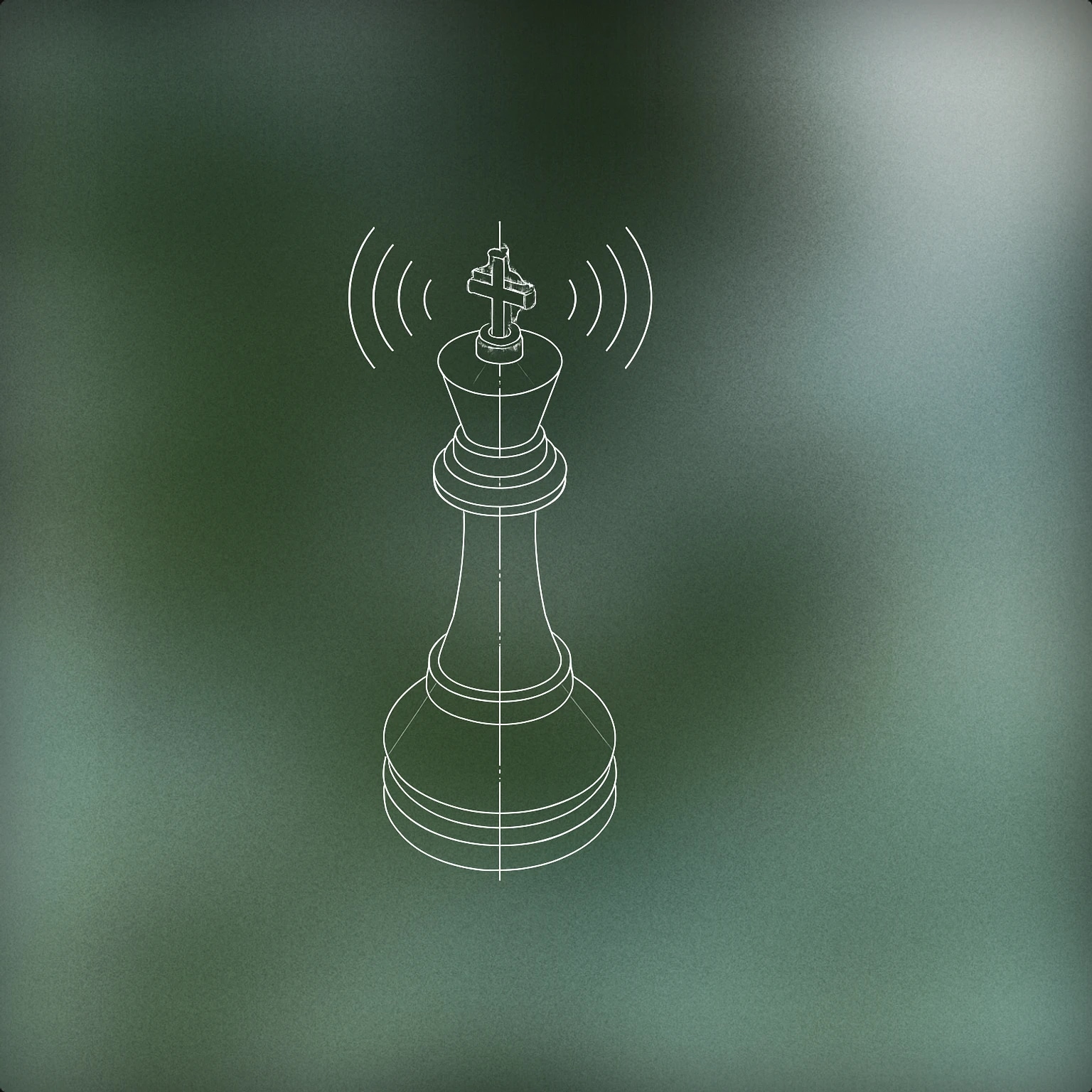 Cover of a chess king piece with subtle soundwave lines emanating from its crown for Chess sound effects