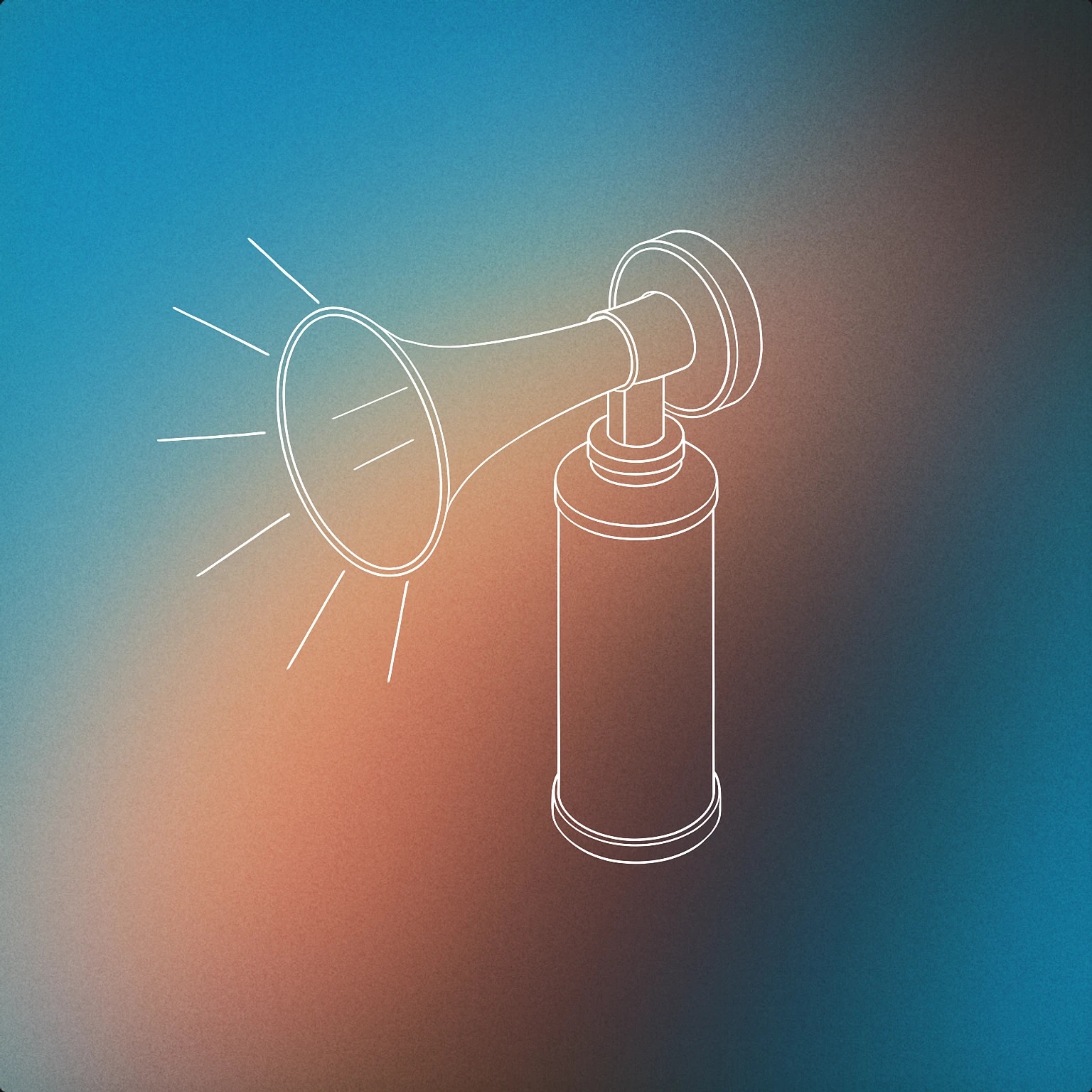 Cover of A stylized, minimal air horn with a visible burst of air emanating from its nozzle for Burst Air sound effects