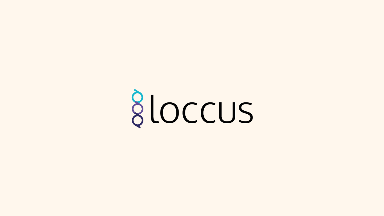 Locus logo with stylized "Q" symbols in blue, purple, and teal on a beige background.