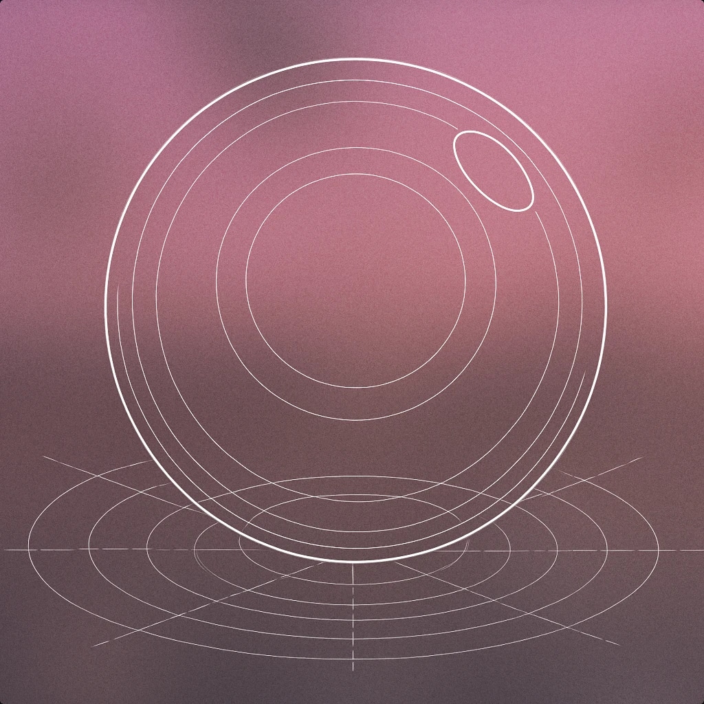 Cover of A single, large, perfectly round bubble with subtle concentric rings emanating from its center for Bubbles sound effects
