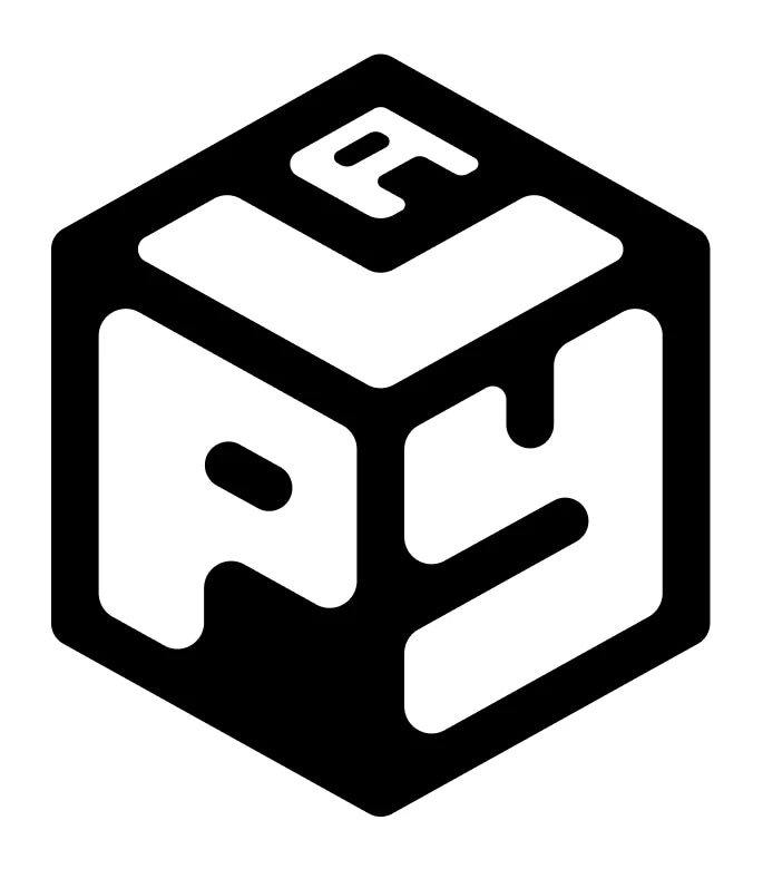 Black and white icon of a cube with the letters "F" and "A" on its visible faces.