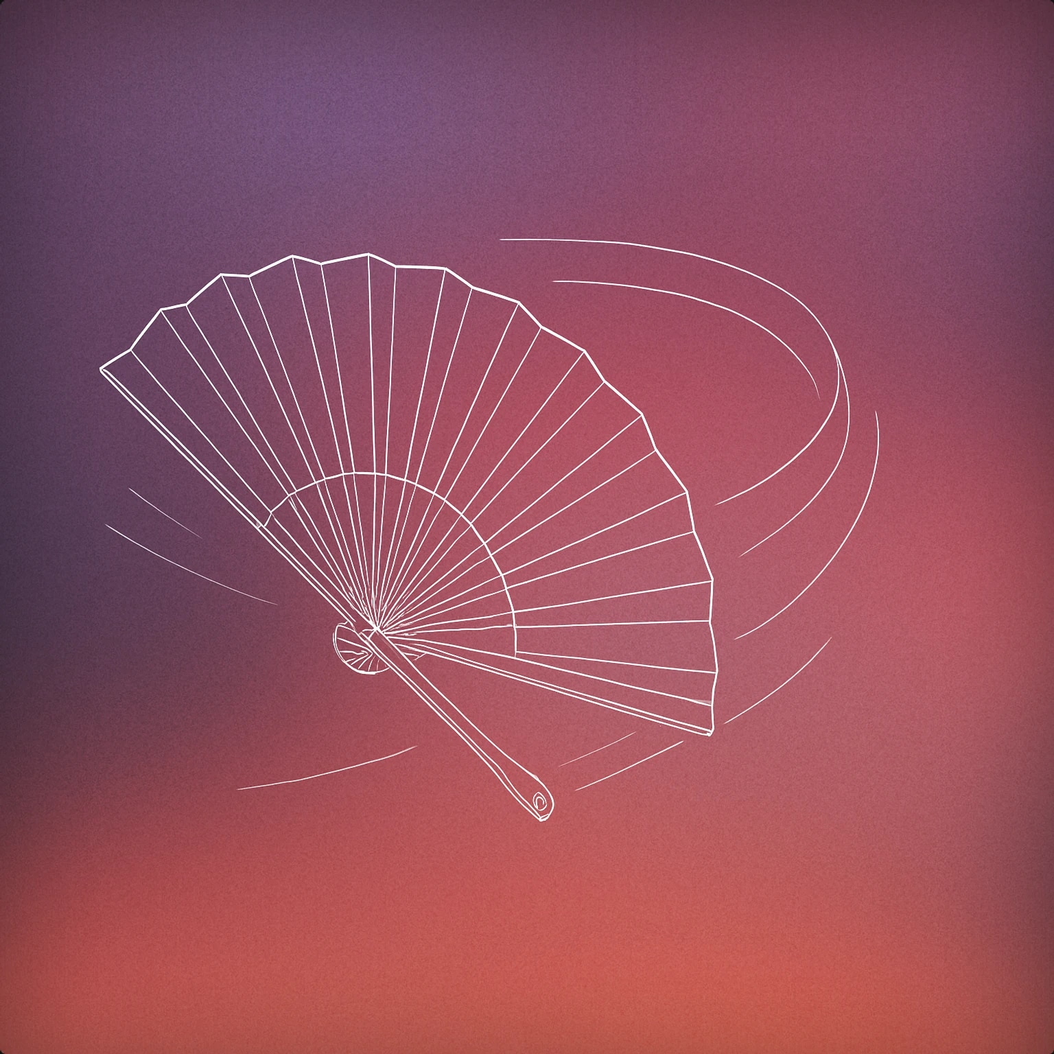 Cover of A stylized hand-held folding fan partially opened, shown in mid-swish motion with a dynamic curved motion trail behind it for Wosh sound effects