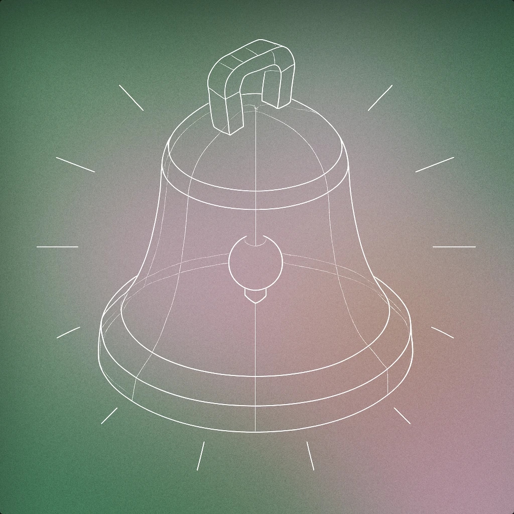 Cover of A single stylized bell with a subtle radiating aura for Sparkle sound effects