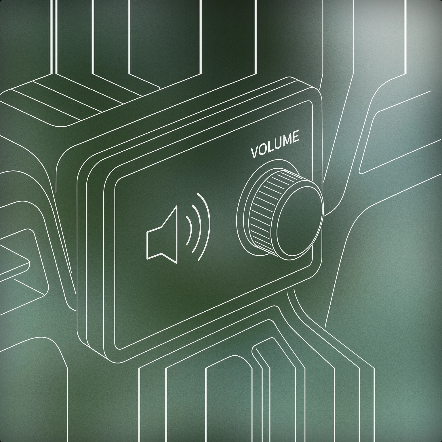 Cover of Car dashboard with a volume knob and audio wave icon integrated for Driving sound effects