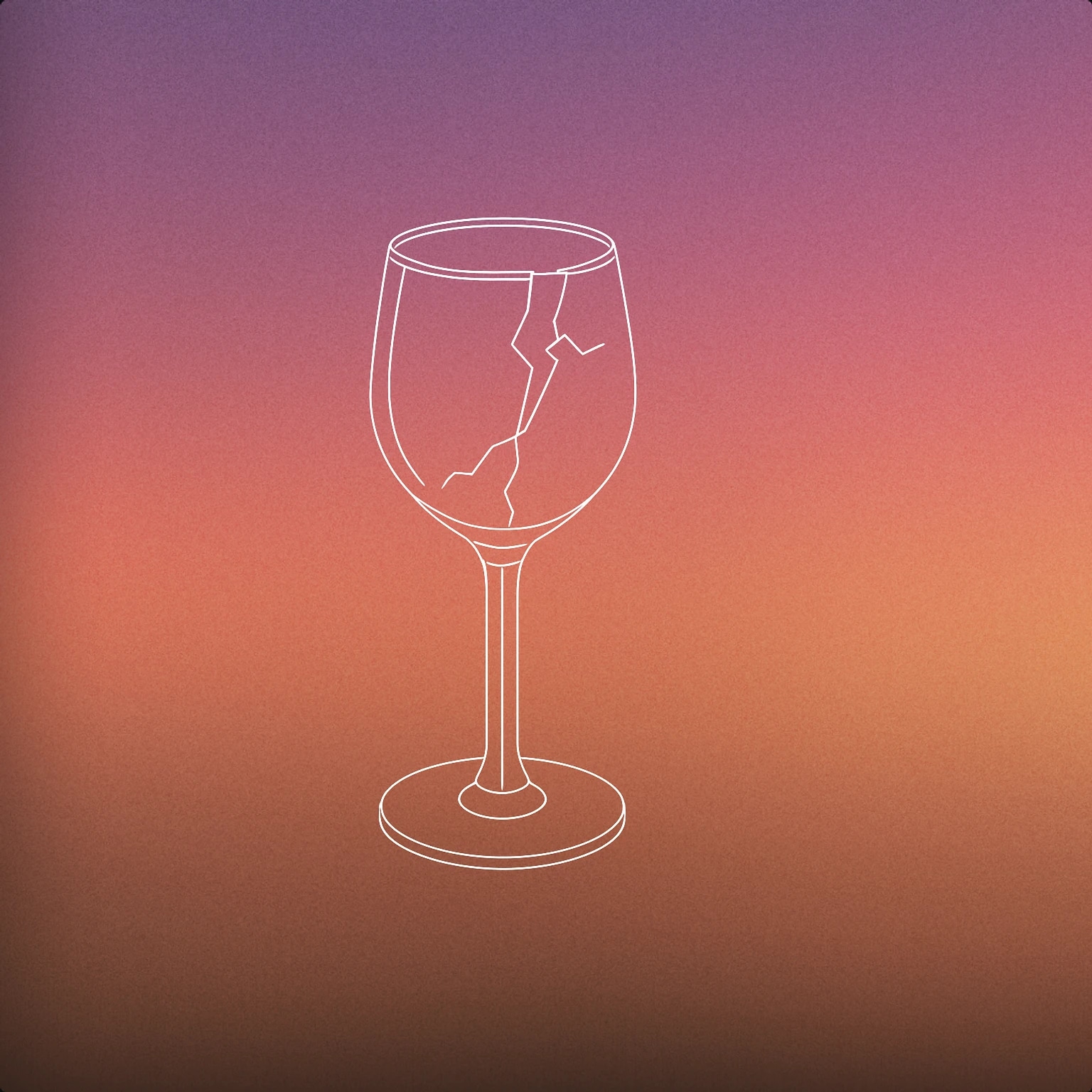 Cover of a single, sharply fractured wine glass with a prominent crack running through it for Glass Break sound effects