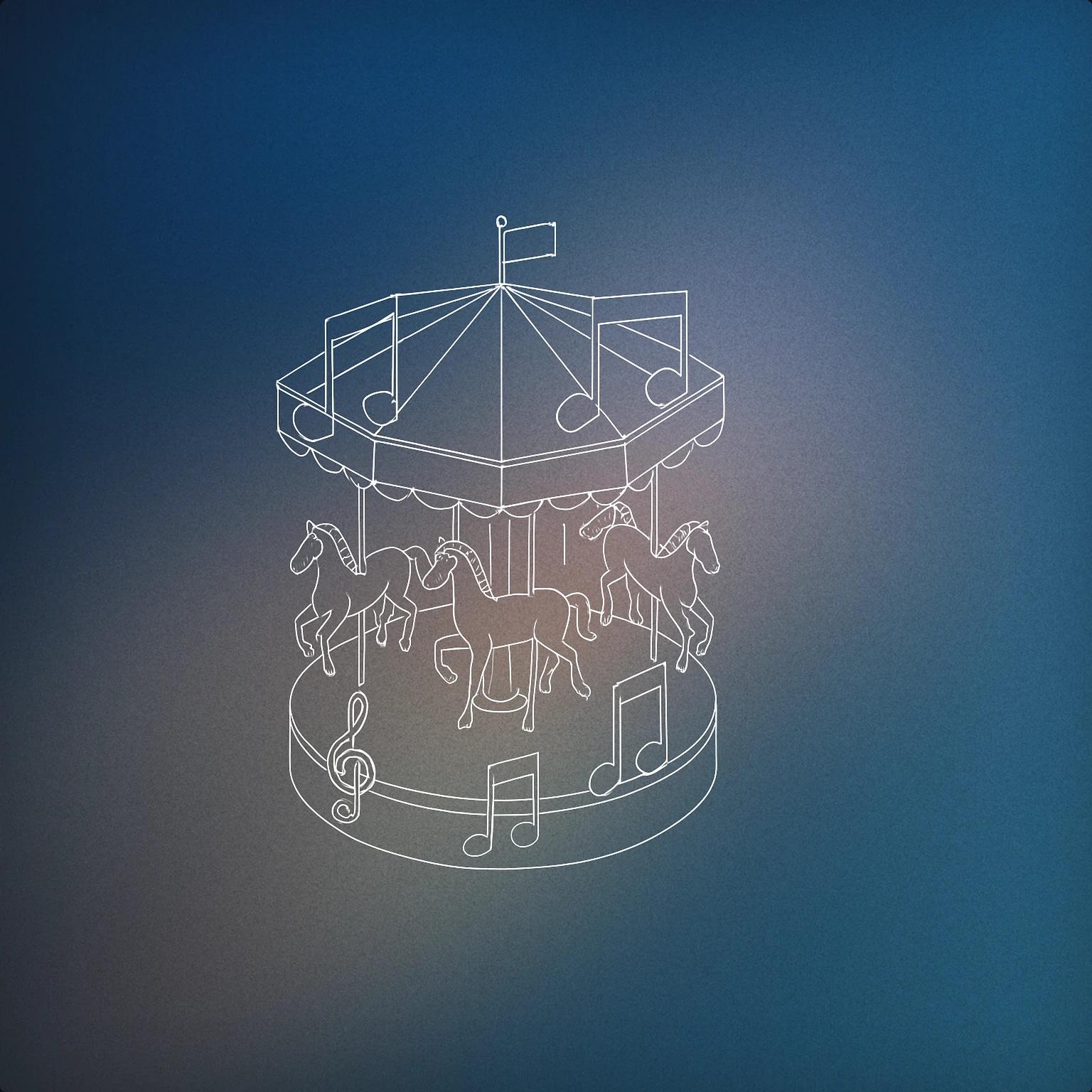 Cover of carousel with musical notes integrated into its structure for Amusement sound effects