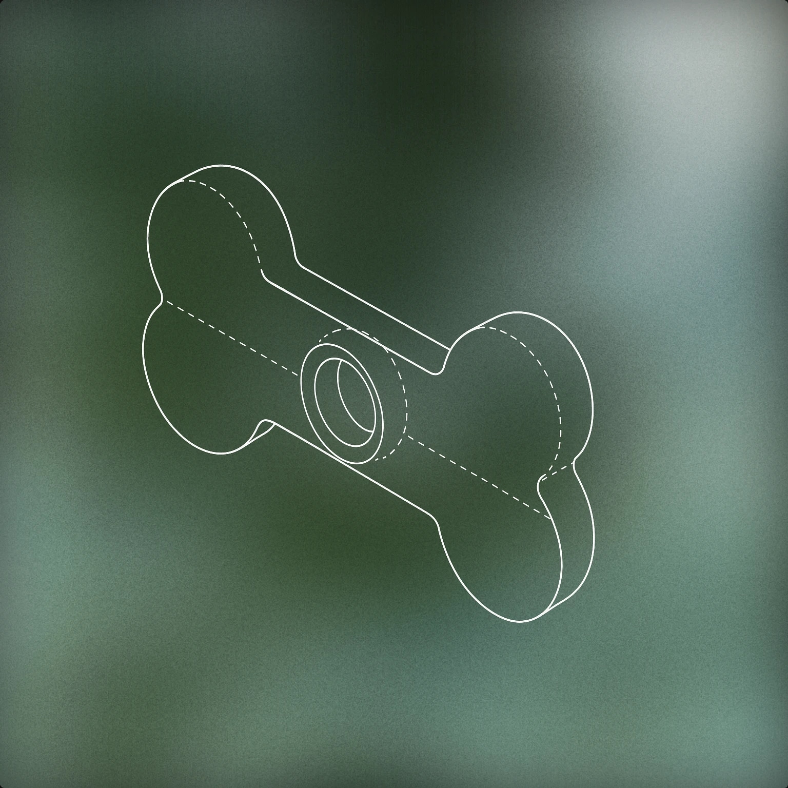 Cover of A stylized dog bone with a circular hole in the center, suggesting the squeaker mechanism inside for Dog Squeaky Toy sound effects