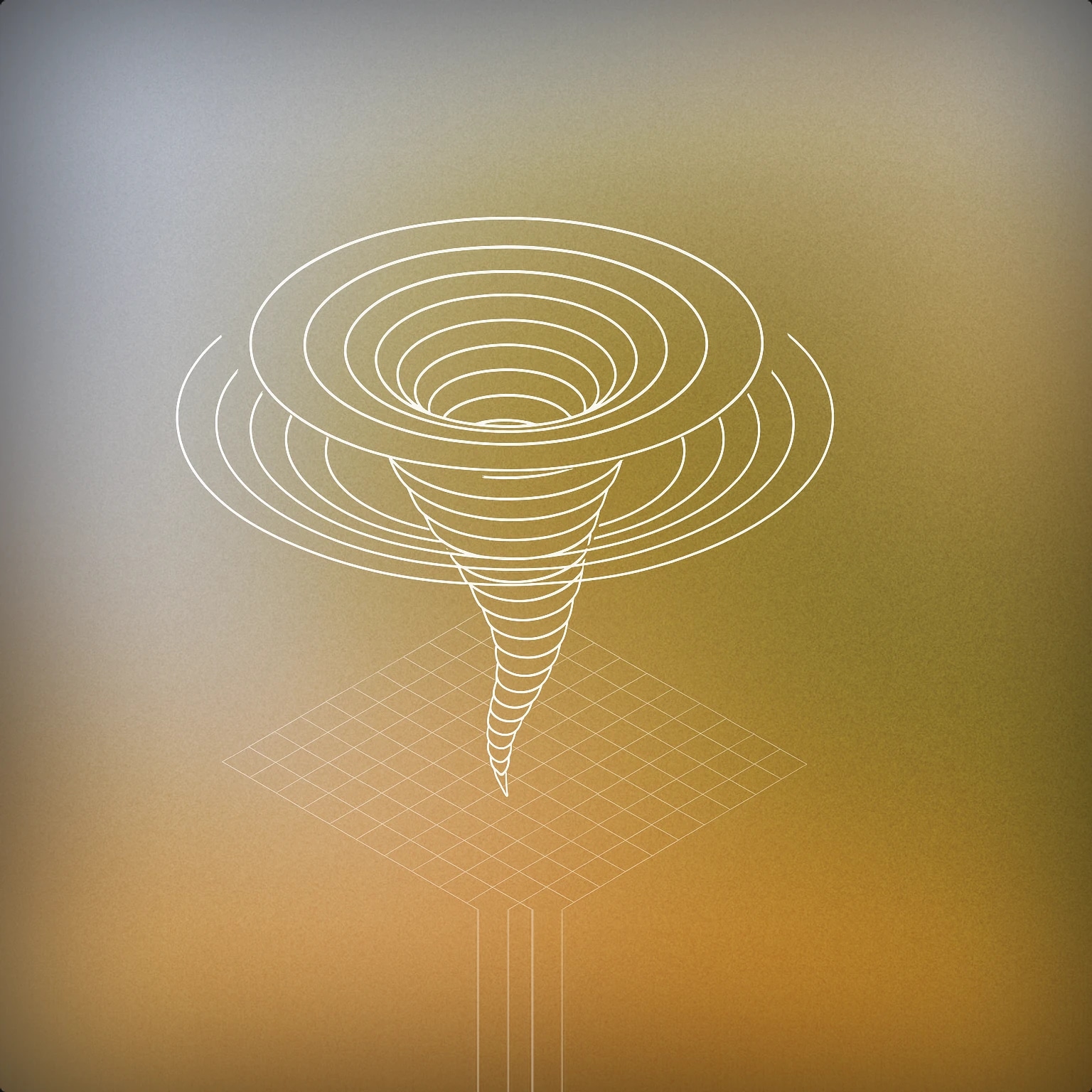 Cover of A stylized tornado funnel with concentric soundwave rings spiraling around its core for Tornado sound effects