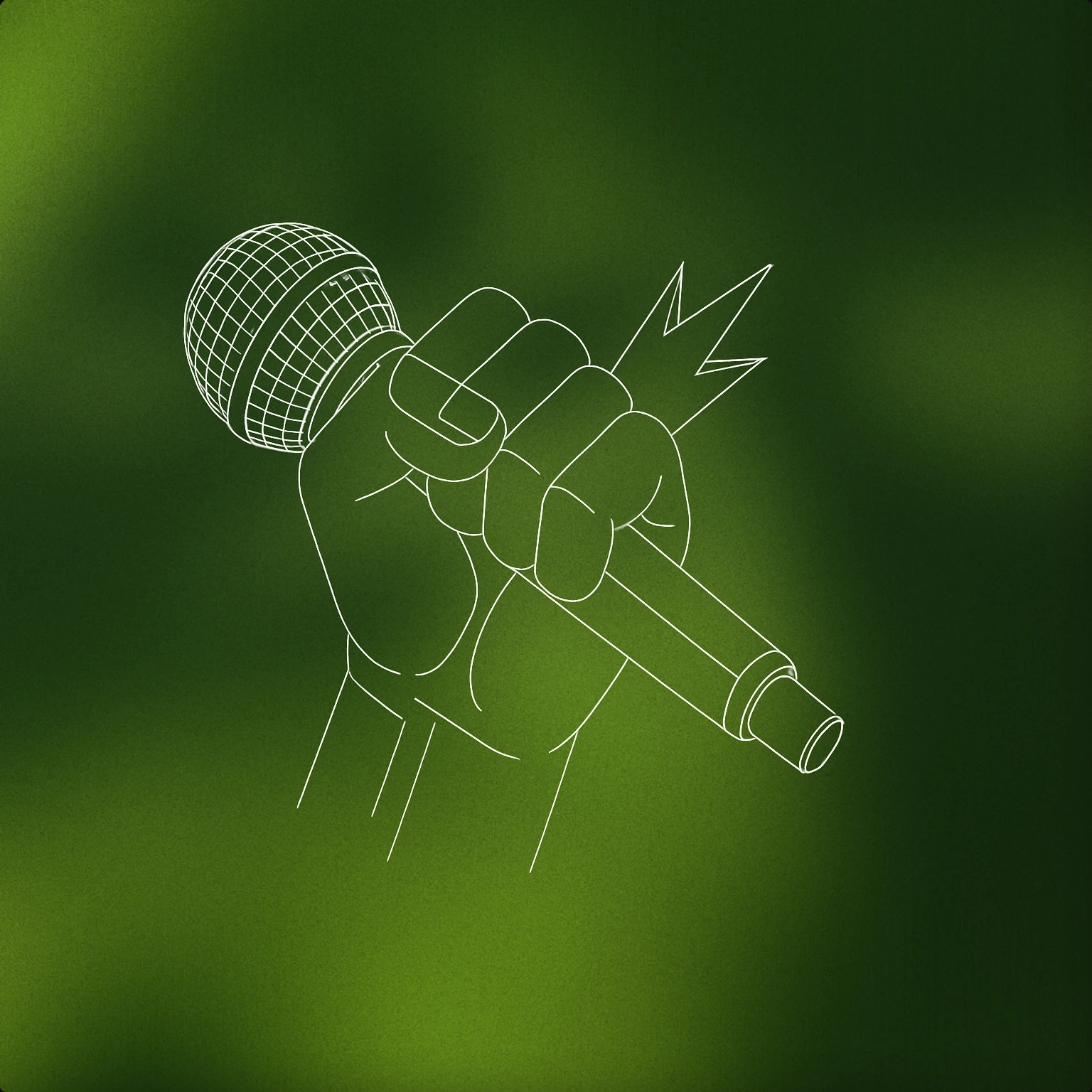 Cover of a clenched fist tightly gripping a broken microphone for Angry voice library