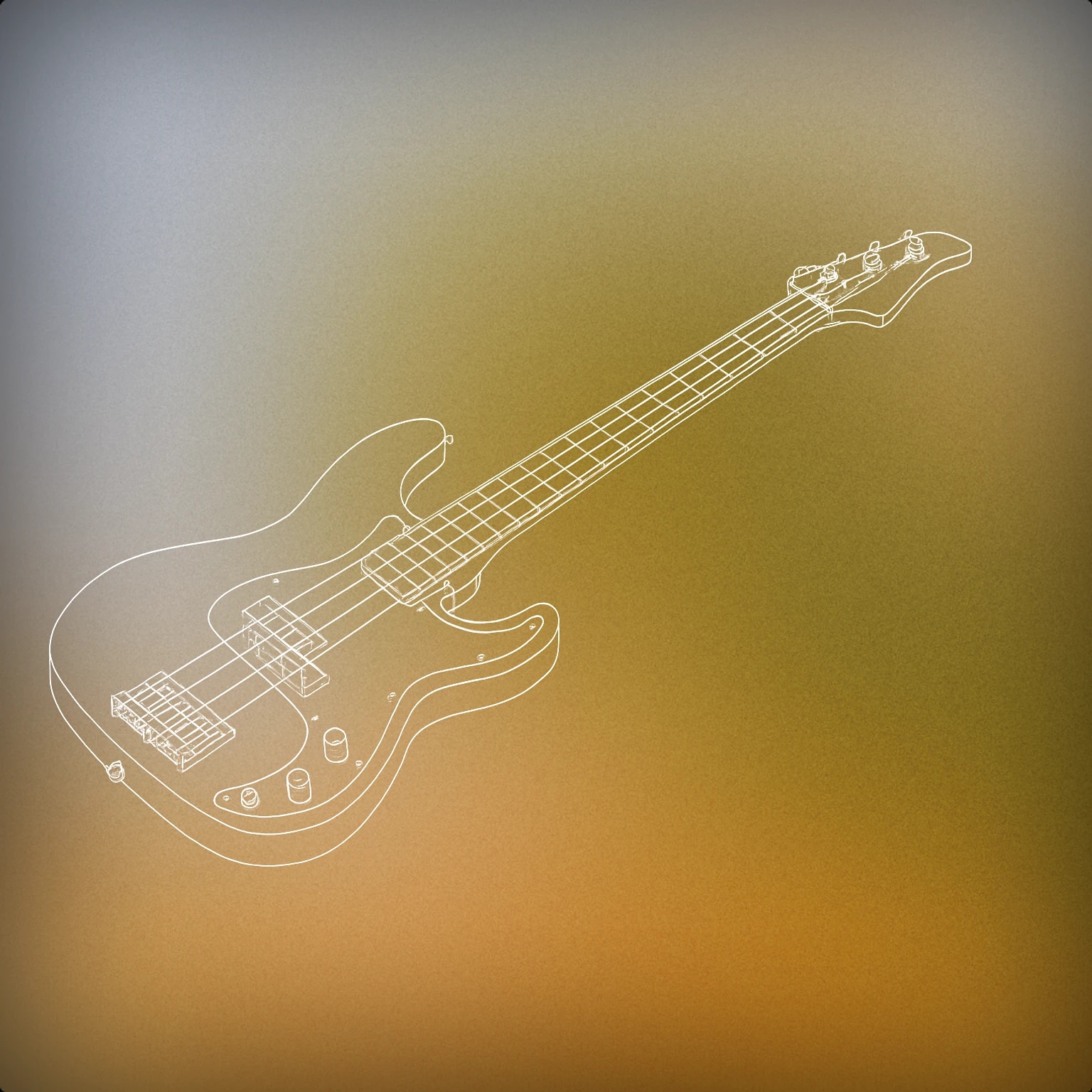 Cover of Electric bass guitar with prominent stylized bridge and pickups for Funk sound effects