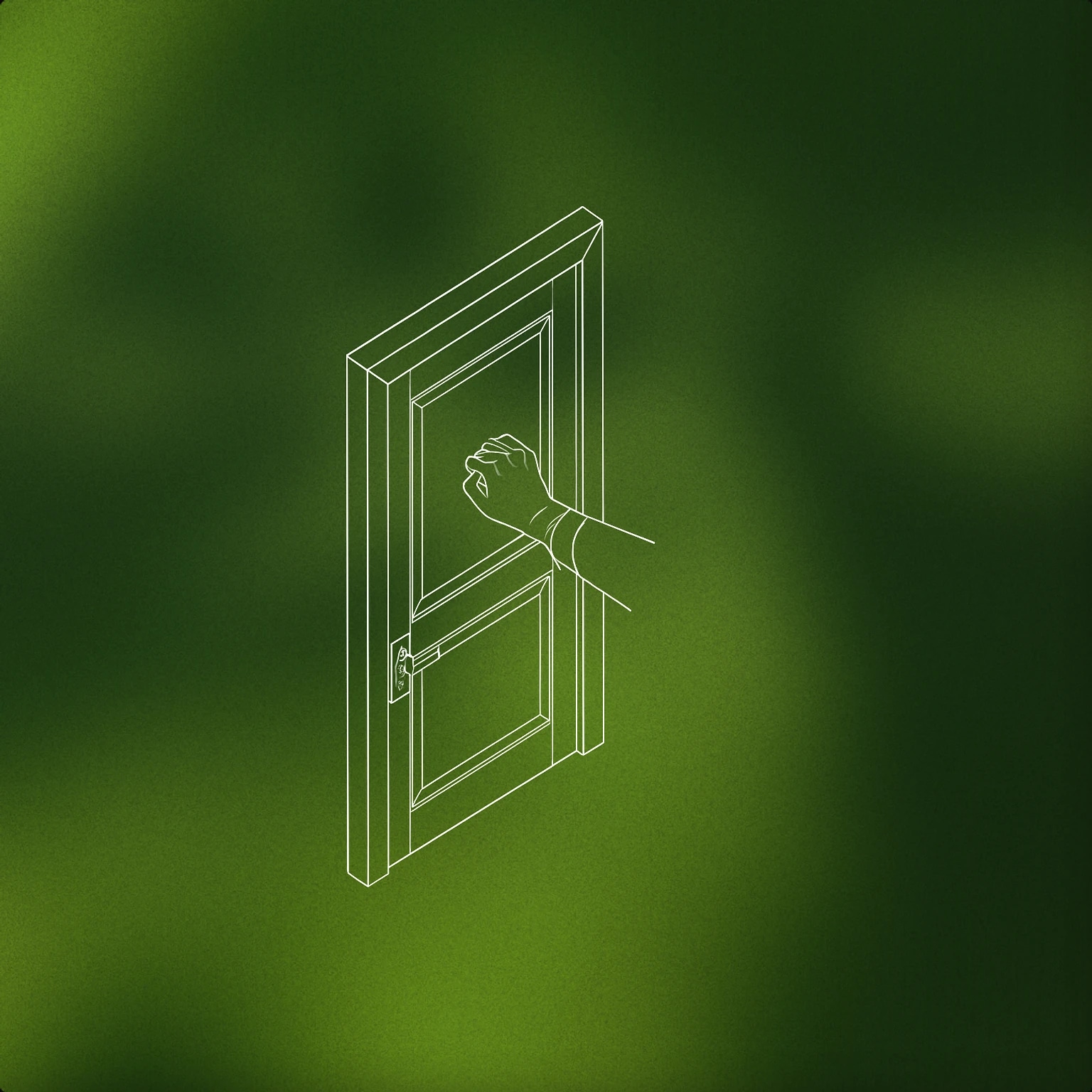 Cover of a closed wooden door with a single hand knocking on it for Knock Knock Knock sound effects