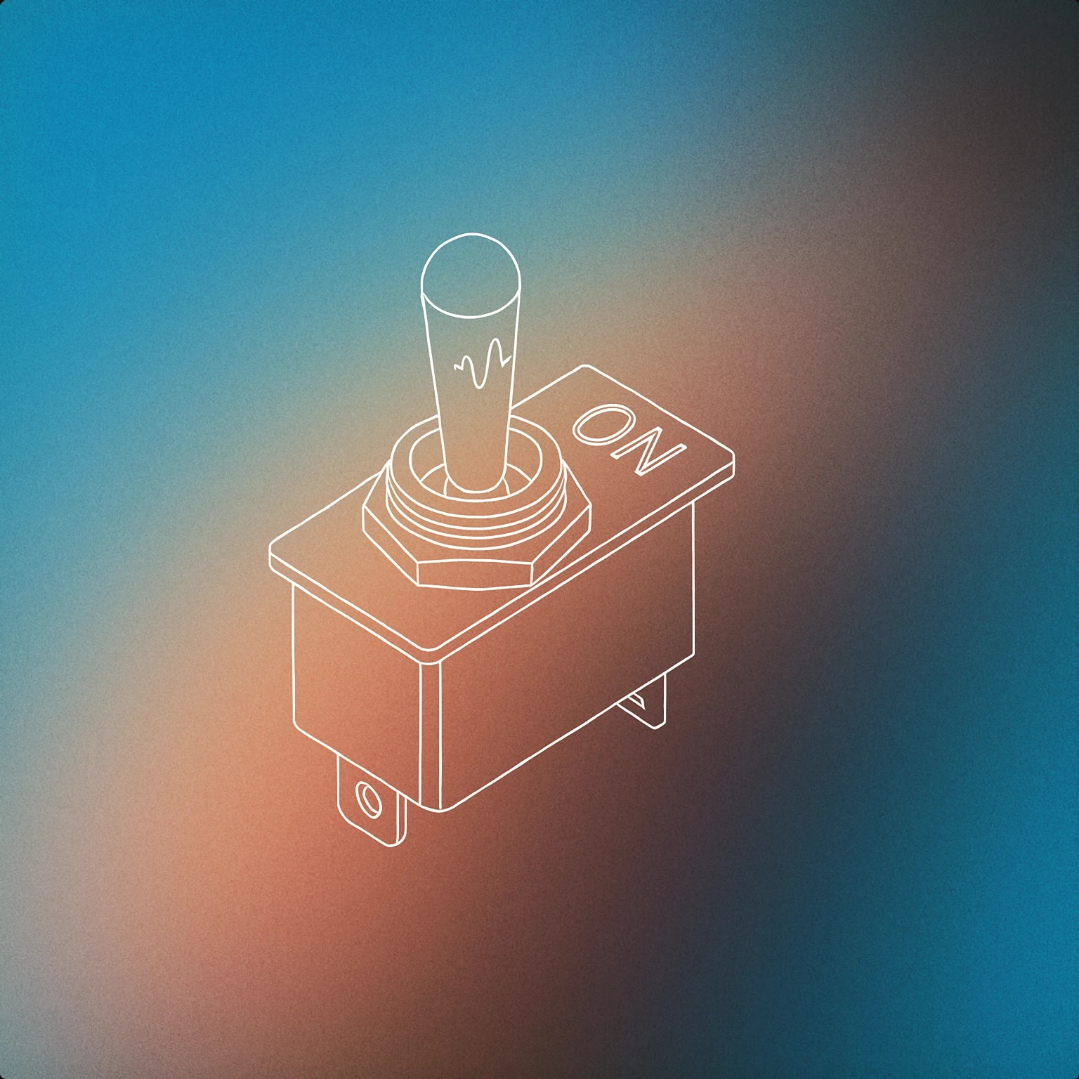 Cover of a minimal representation of a vintage toggle switch in the 'on' position, with a subtle waveform symbol engraved on its handle for Elect sound effects
