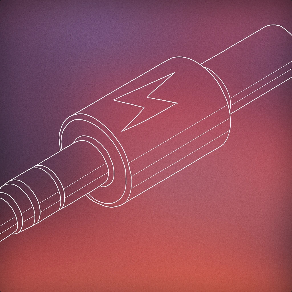 Cover of A stylized audio jack with a visible lightning bolt engraved along its body for Flash sound effects