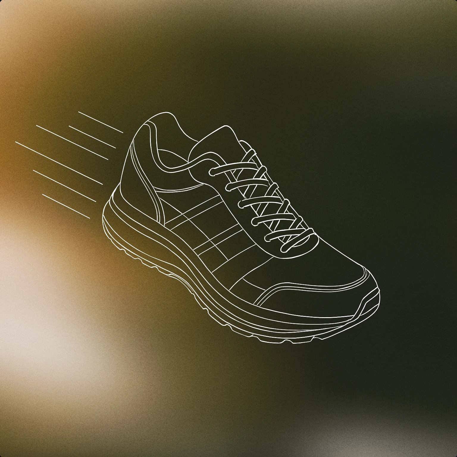 Cover of a single running shoe with stylized motion lines emanating from it for Running sound effects