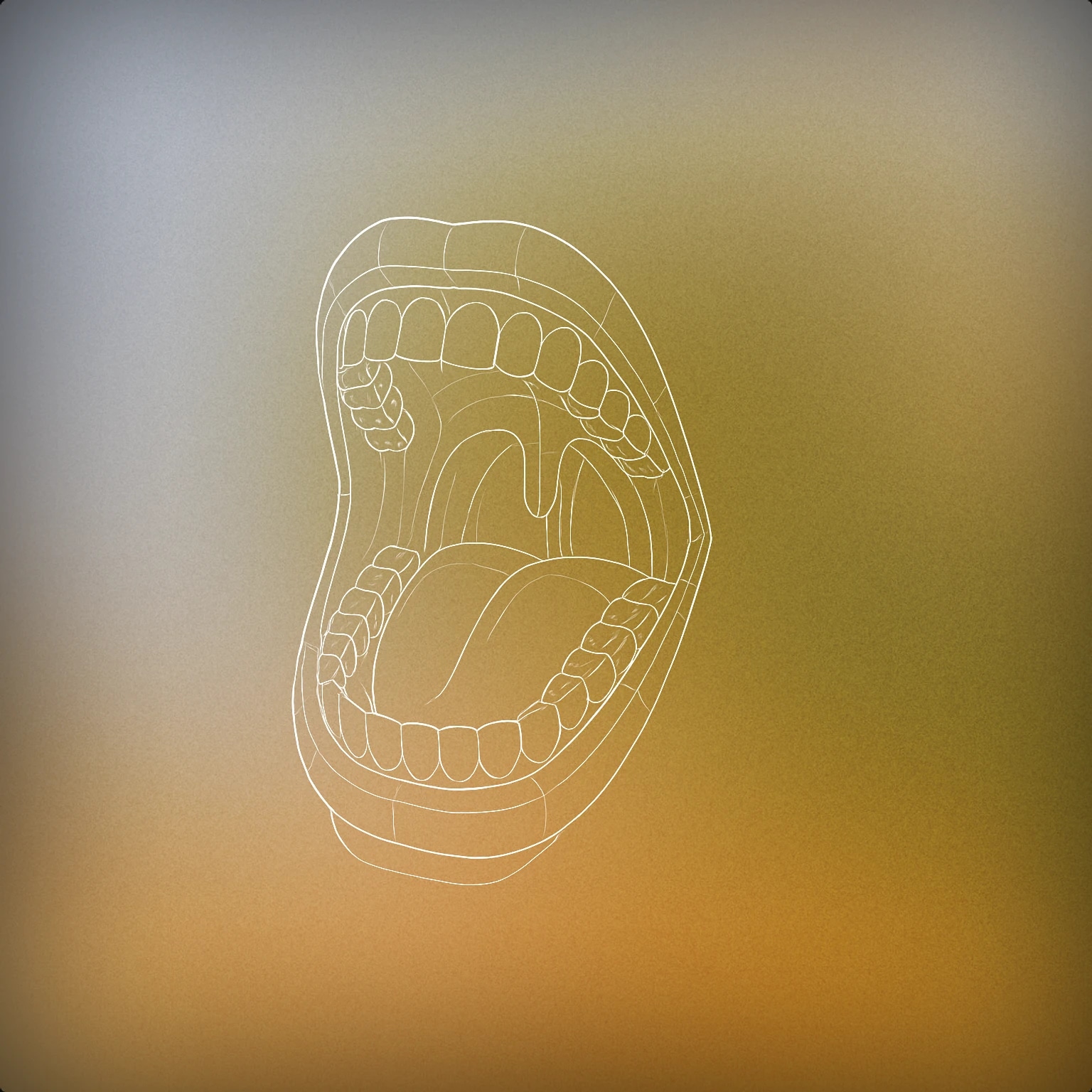 Cover of an open mouth with exaggeratedly wide jaws and visible vocal cords for Loud Scream sound effects