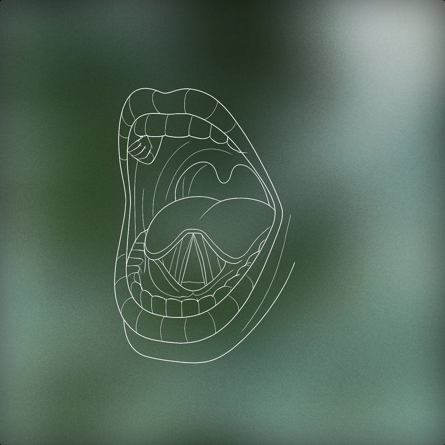 Cover of open human mouth with visible vocal cords for Ahh sound effects