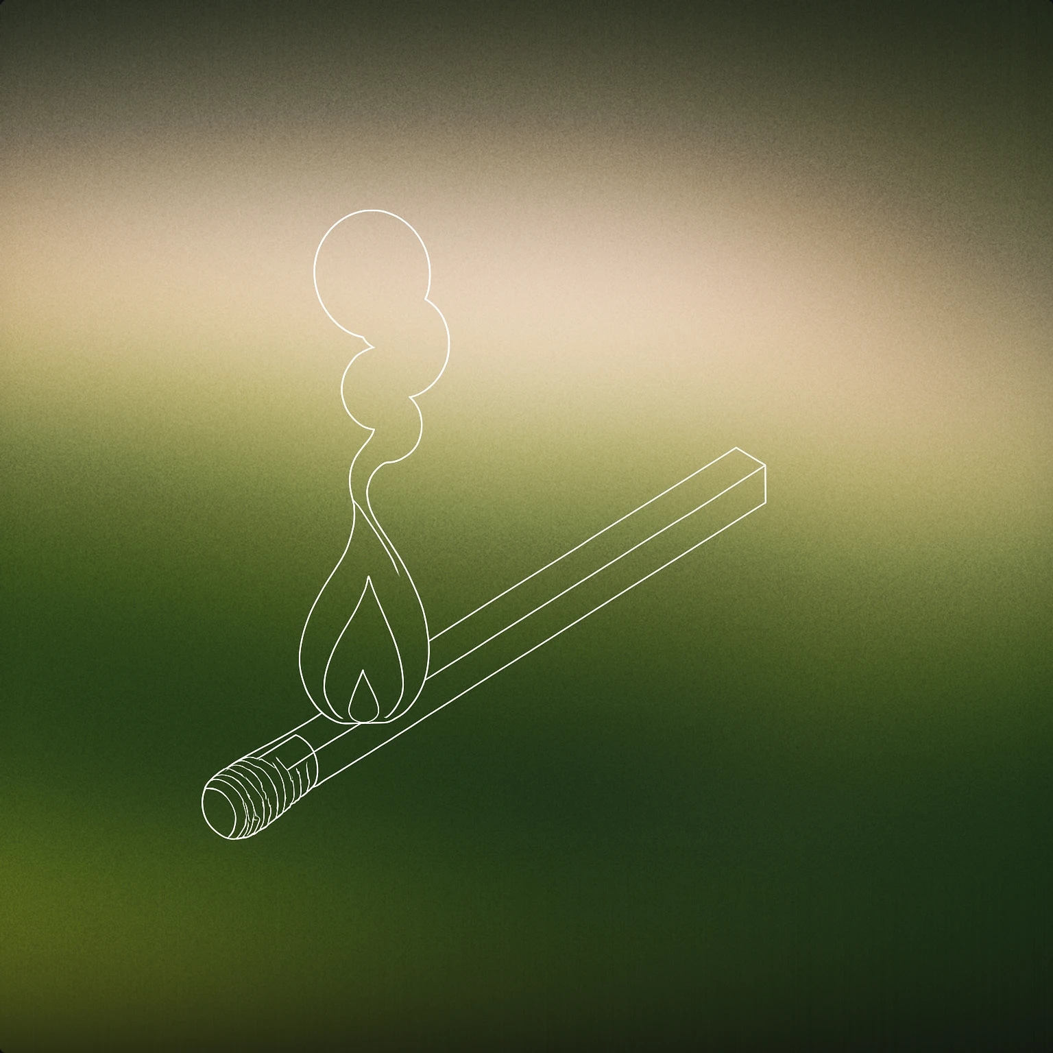 Cover of A stylized matchstick emitting a rising plume of smoke and flame for Fire Burning sound effects