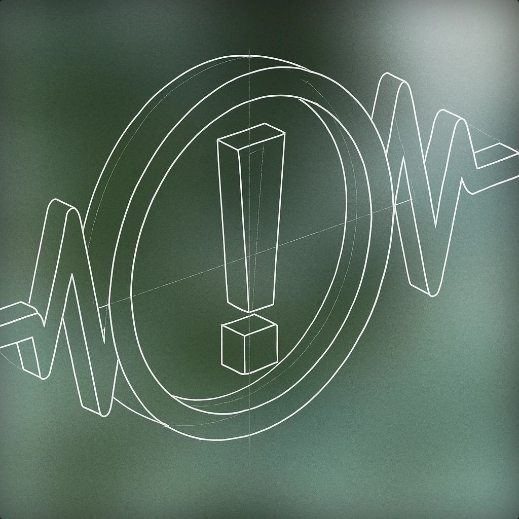 Cover of an exclamation mark inside a stylized soundwave circle for Warning sound effects