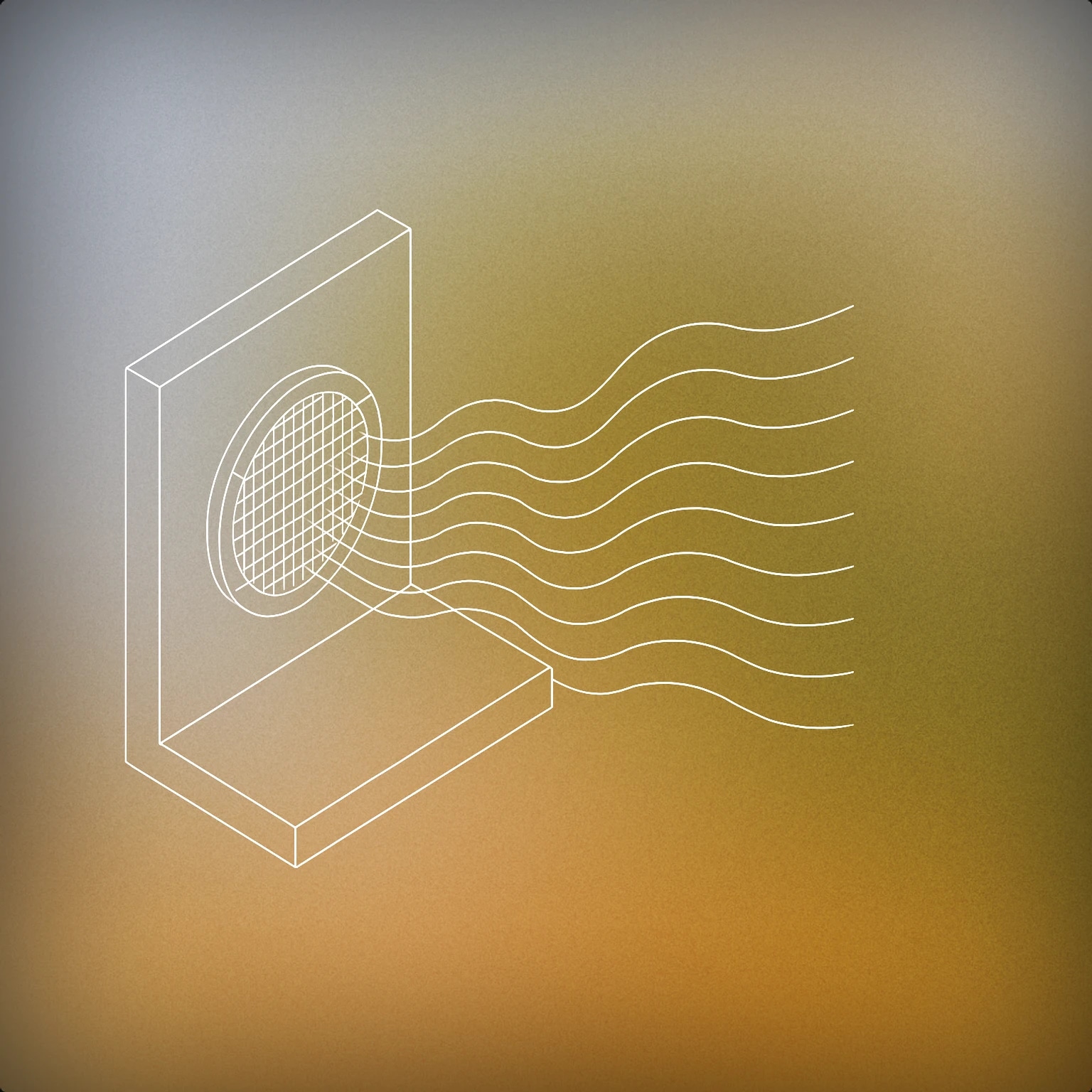 Cover of A wall with a circular grille and thin lines undulating outward to represent air and sound passing through for Vent sound effects