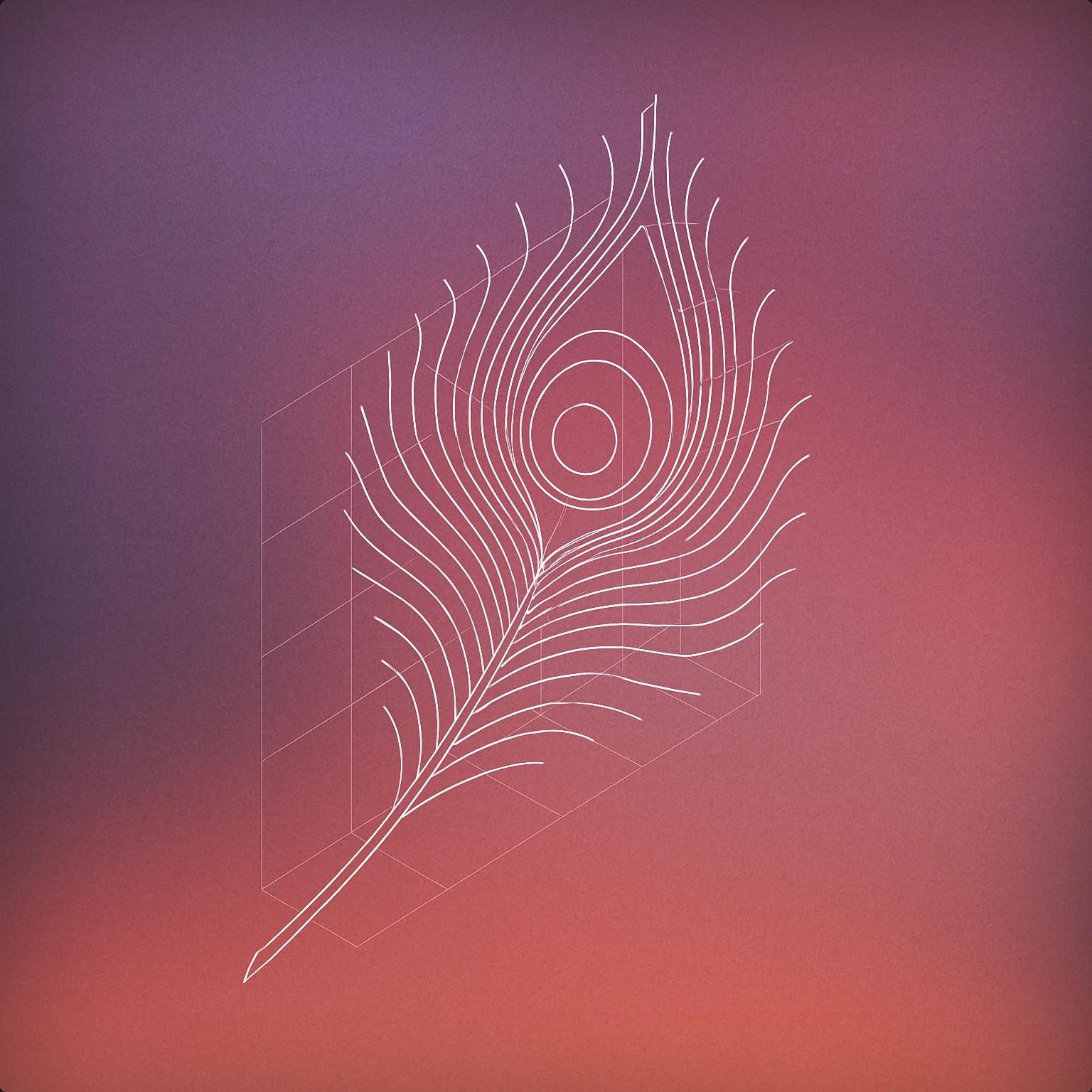 Cover of A stylized peacock feather with a central eye motif, where the feather's barbs subtly form the shape of a soundwave radiating outward for Peacock sound effects