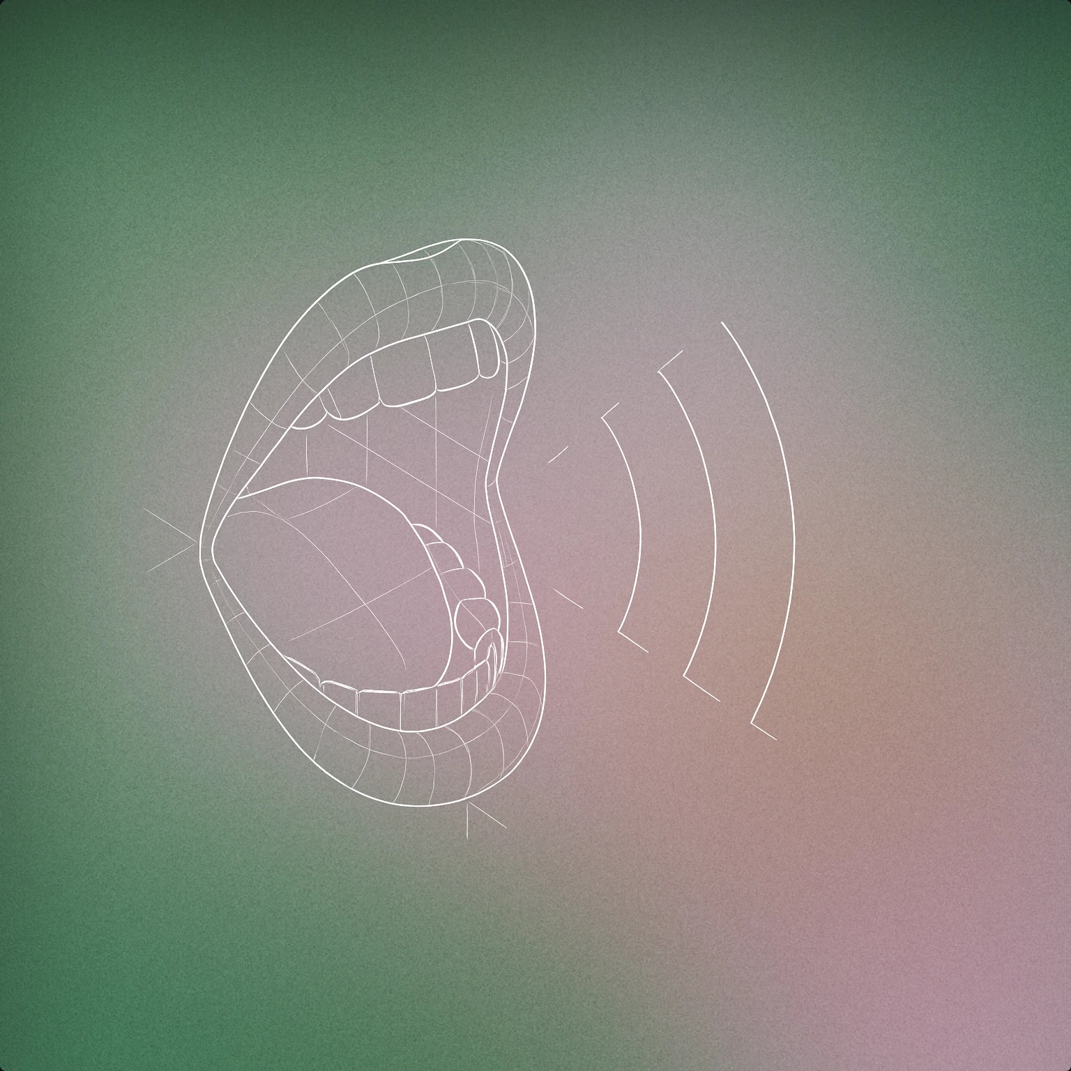 Cover of stylized open mouth with subtle soundwave lines emanating from it for Female Groan sound effects