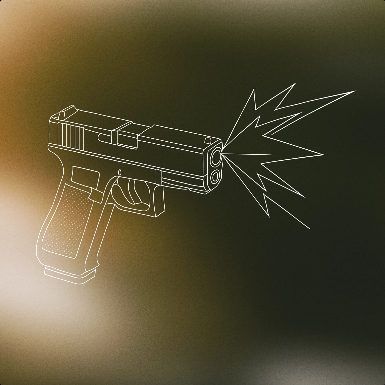 Cover of Minimal silhouette of a handgun releasing a sharp, stylized muzzle flash for Pistol Shot sound effects