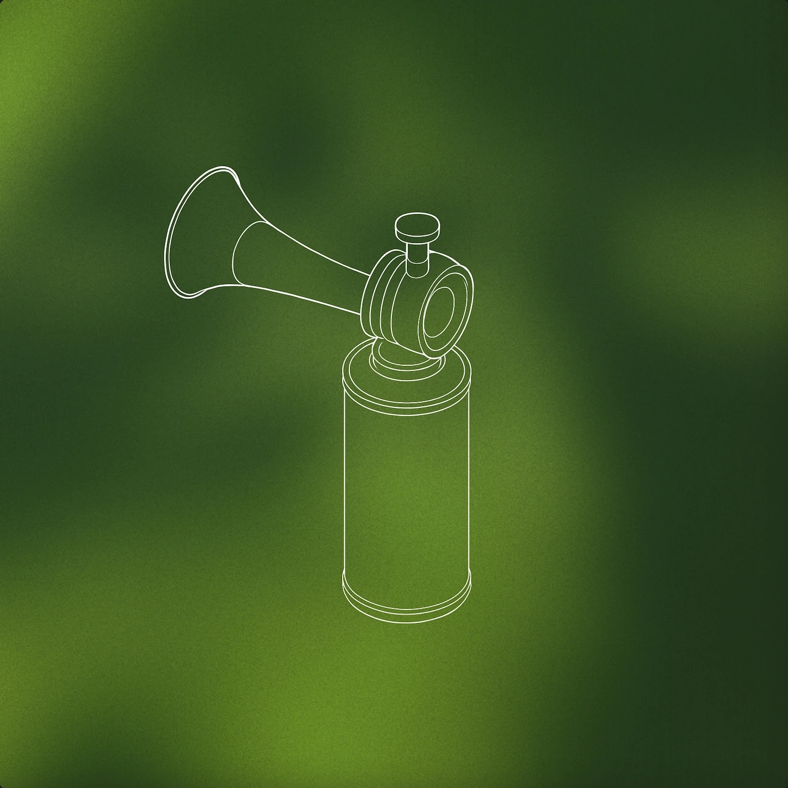 Cover of handheld air horn canister with a trumpet-shaped nozzle for Air Horn sound effects