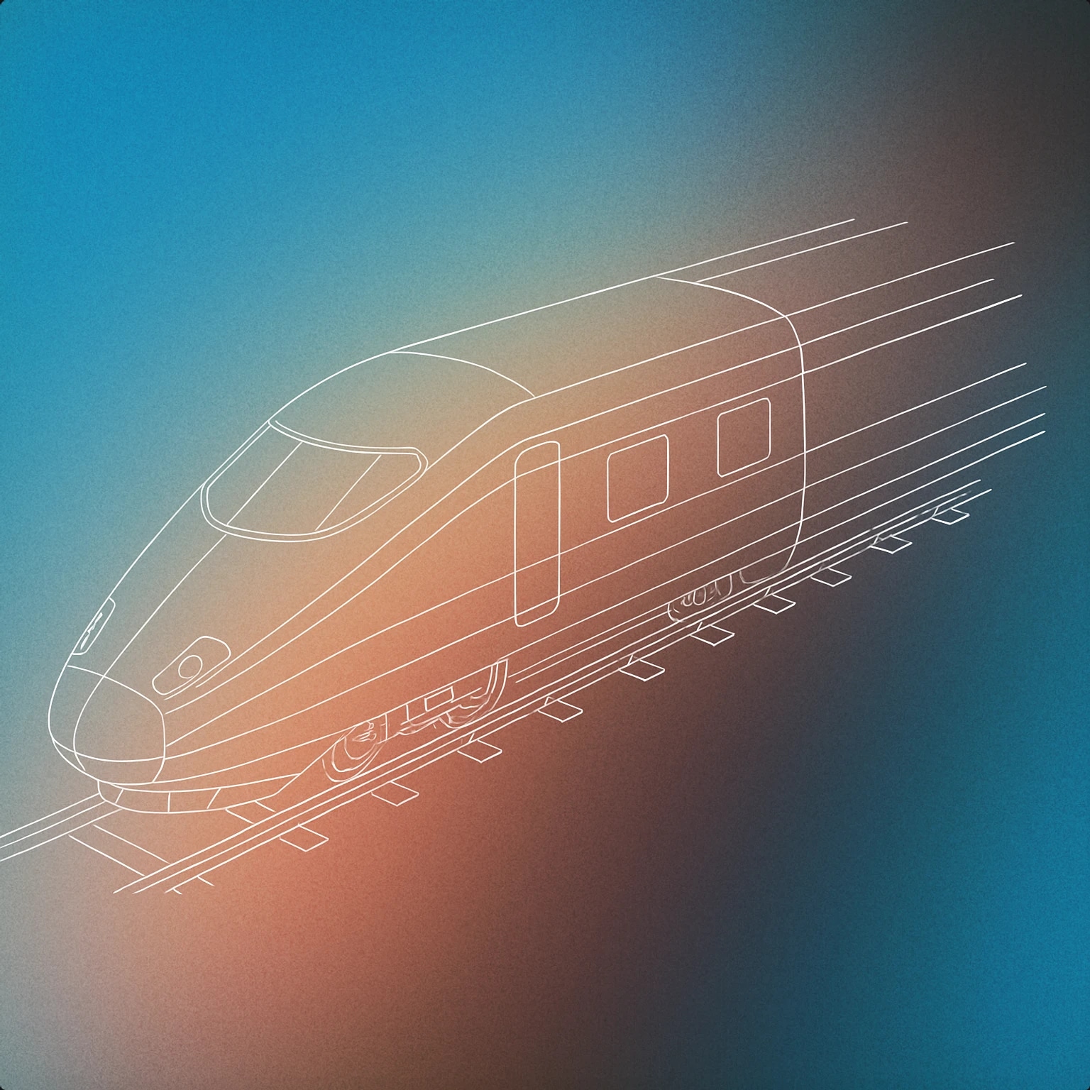 Cover of streamlined train nose with motion lines for High Speed Train sound effects