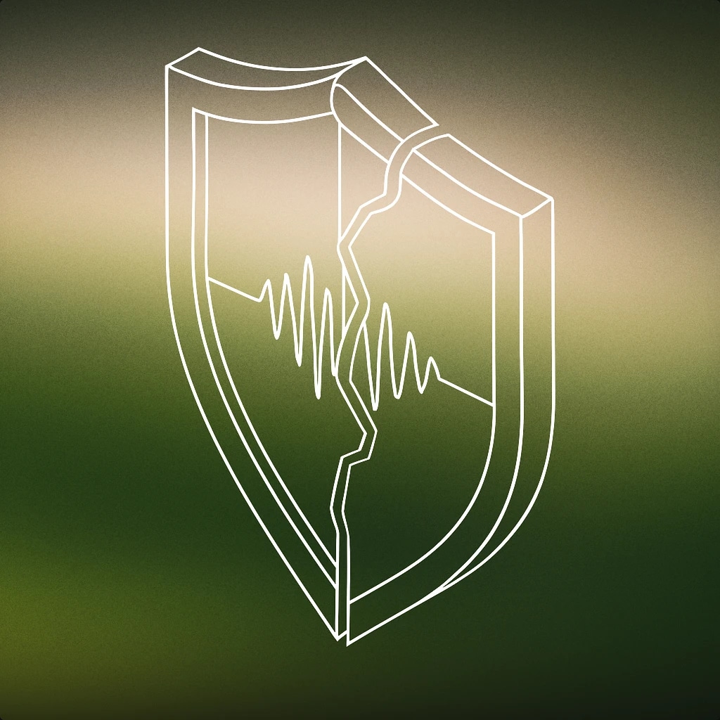 Cover of A broken shield with a visible soundwave crack running through its center for Combat sound effects