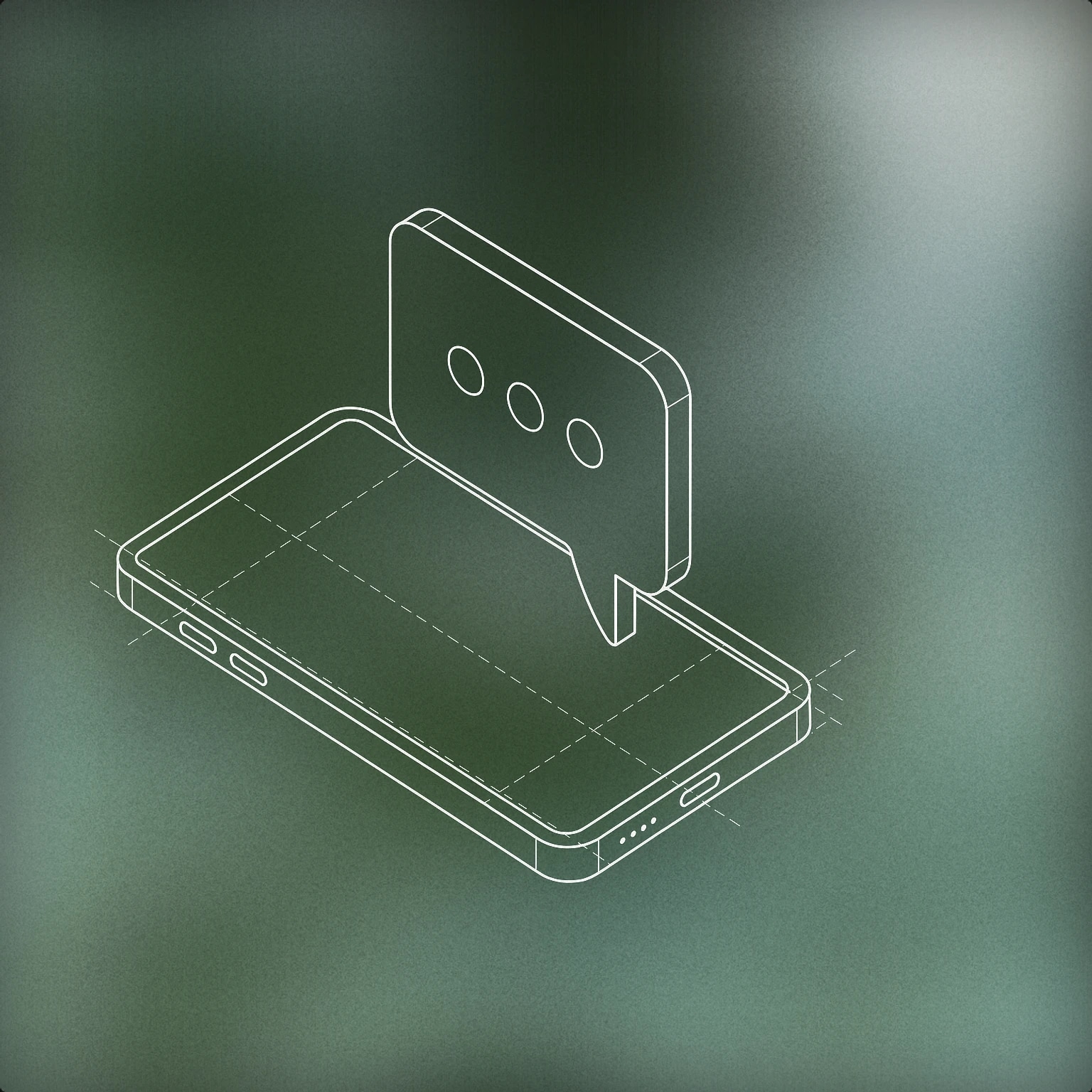 Cover of a smartphone with a single chat bubble emerging from its screen for Text Message sound effects