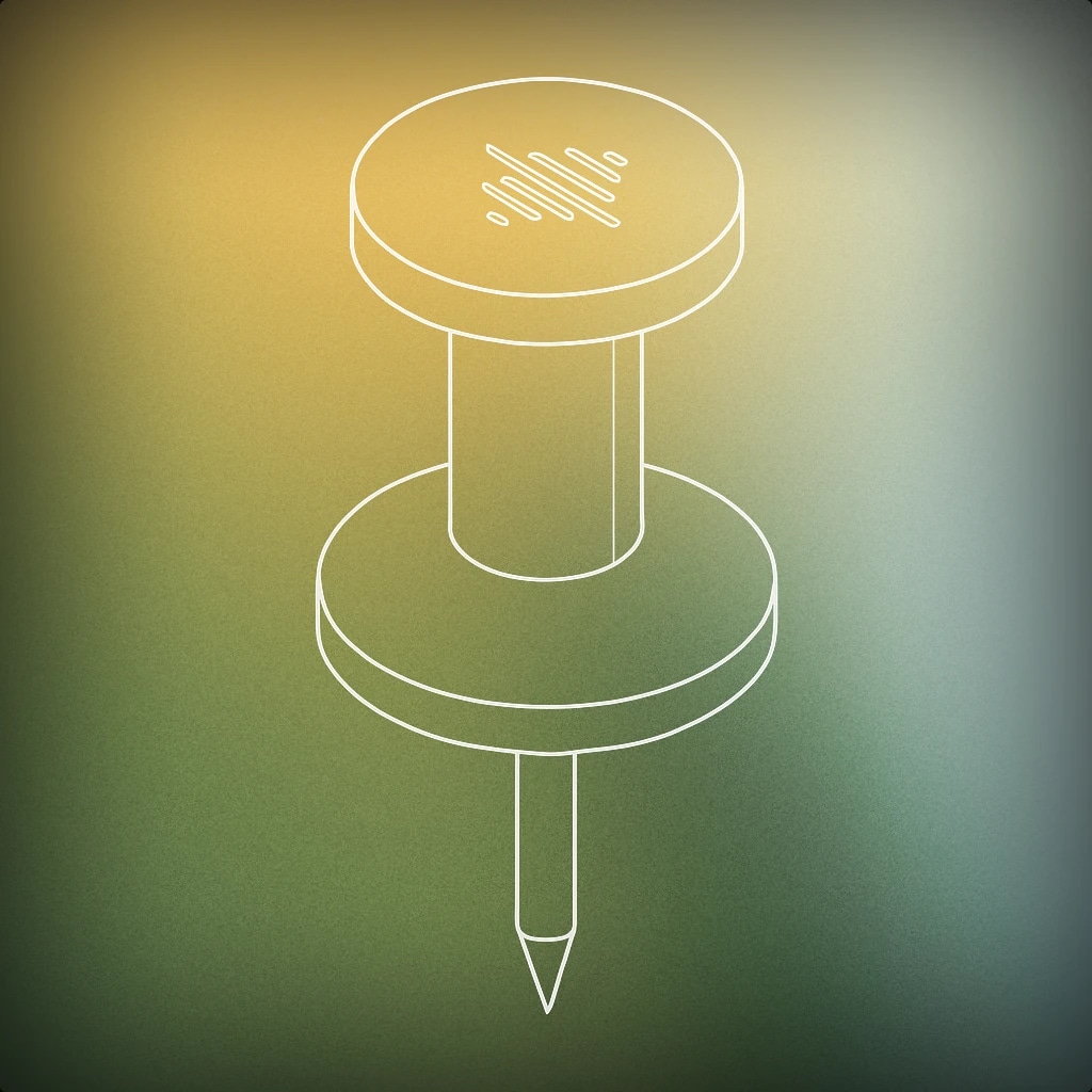 Cover of A minimalistic push pin with a circular base, positioned upright and featuring a subtle soundwave symbol etched onto its head for Marker sound effects