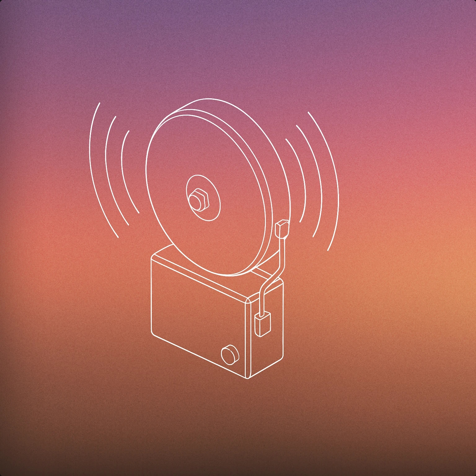 Cover of an emergency alarm bell with stylized vibration lines radiating outward for Crowd Panic sound effects