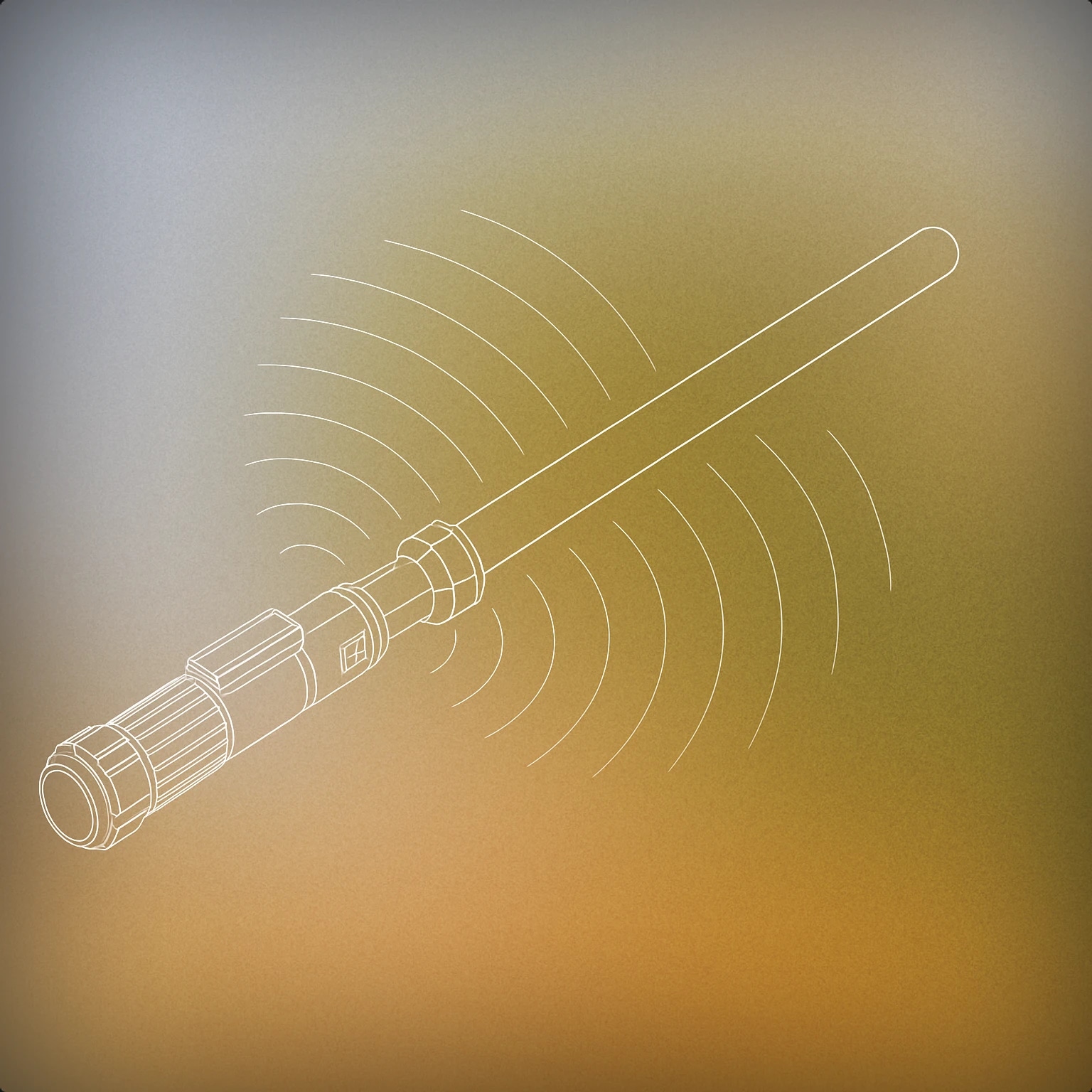 Cover of a stylized hilt of a lightsaber emitting a single, clean energy blade with subtle soundwave ripples radiating from the blade for Lightsaber sound effects