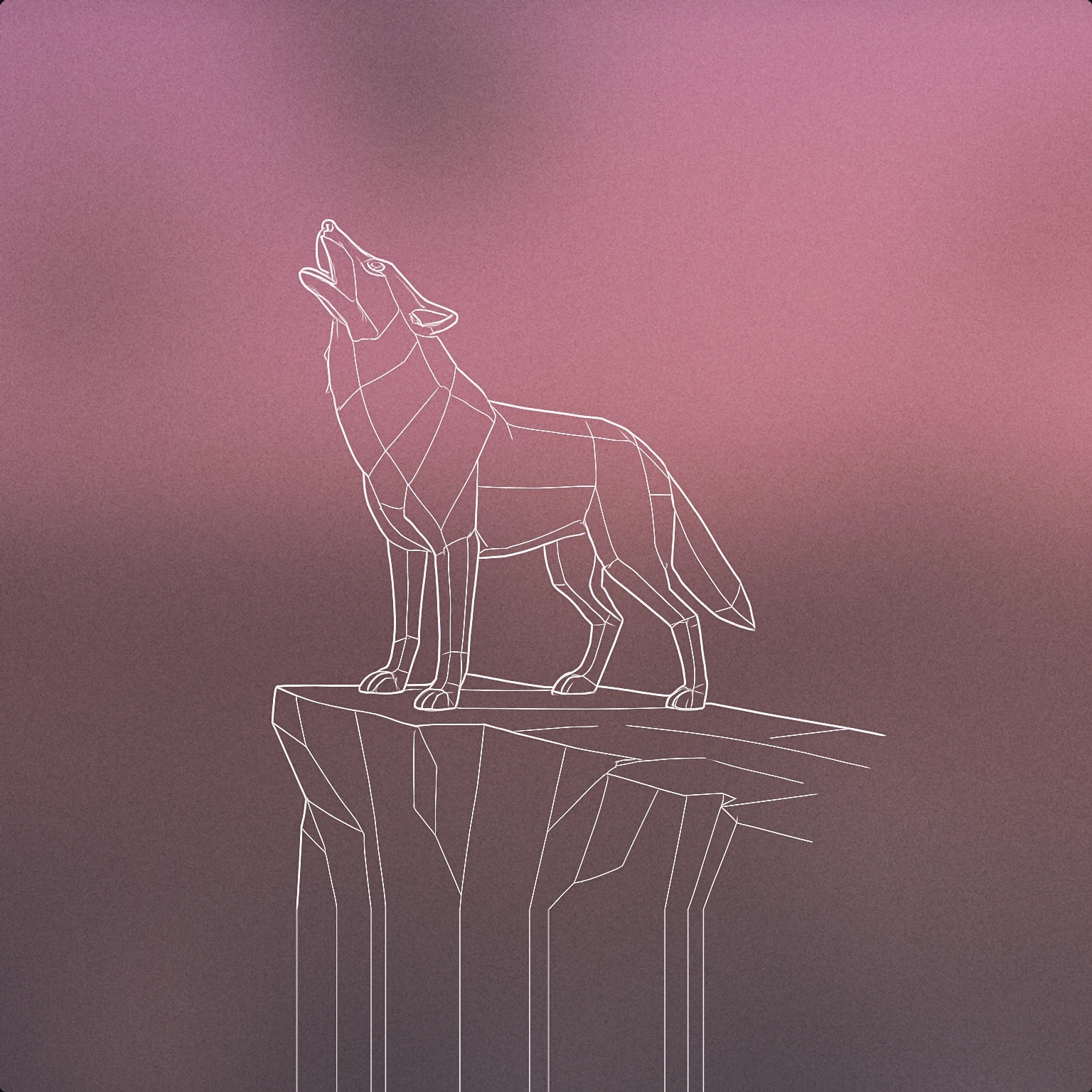 Cover of A lone wolf standing on a cliff with its head raised upward, mouth open in a howl for Wolf Howling sound effects