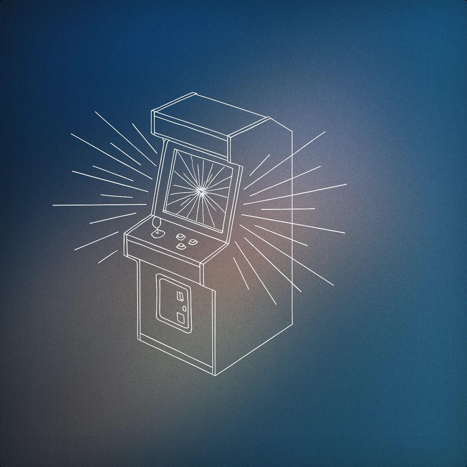 Cover of retro arcade game cabinet with a stylized burst effect emanating from the screen for Arcade Explosion sound effects