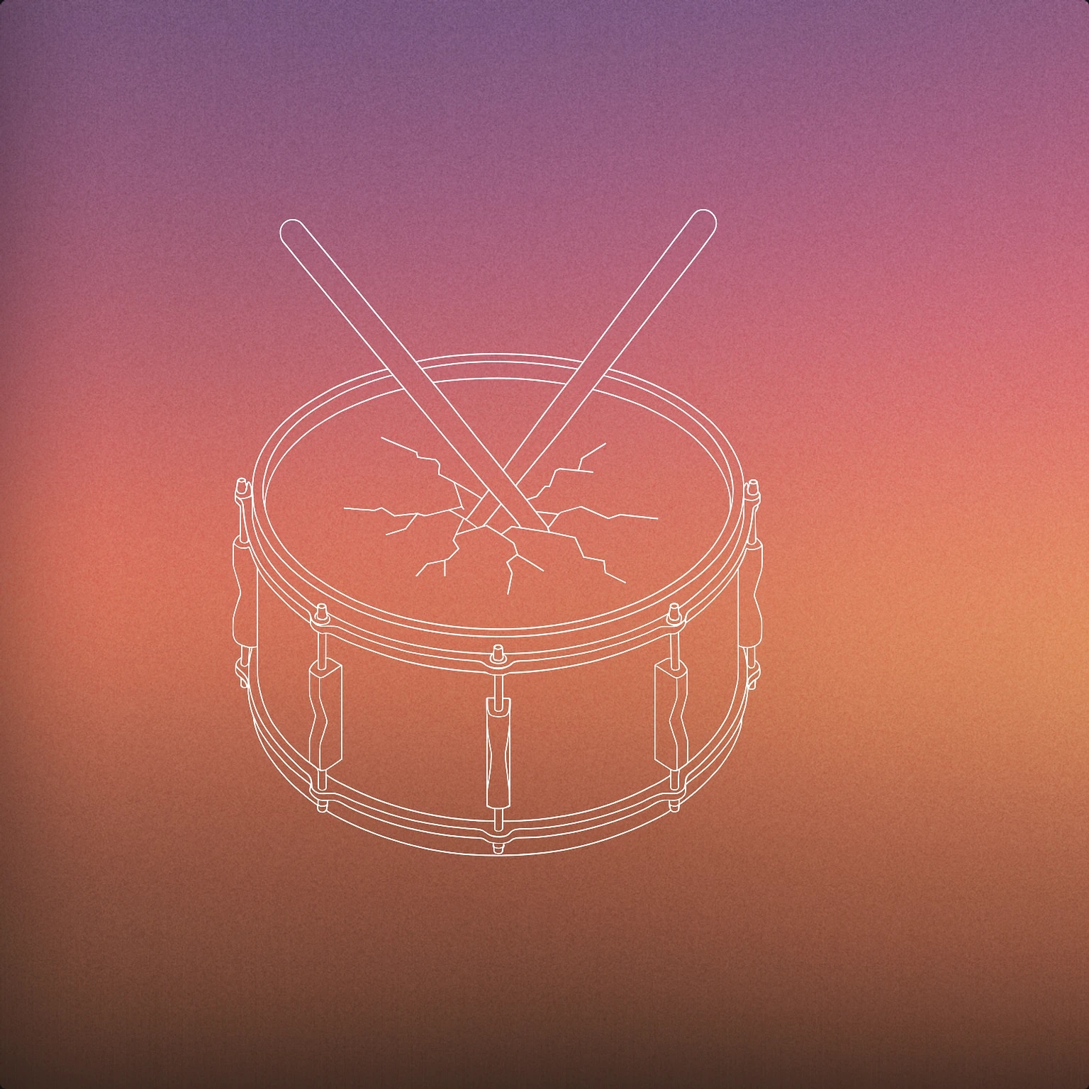 Cover of A cracked drum with two crossed drumsticks embedded into its surface for Battle sound effects