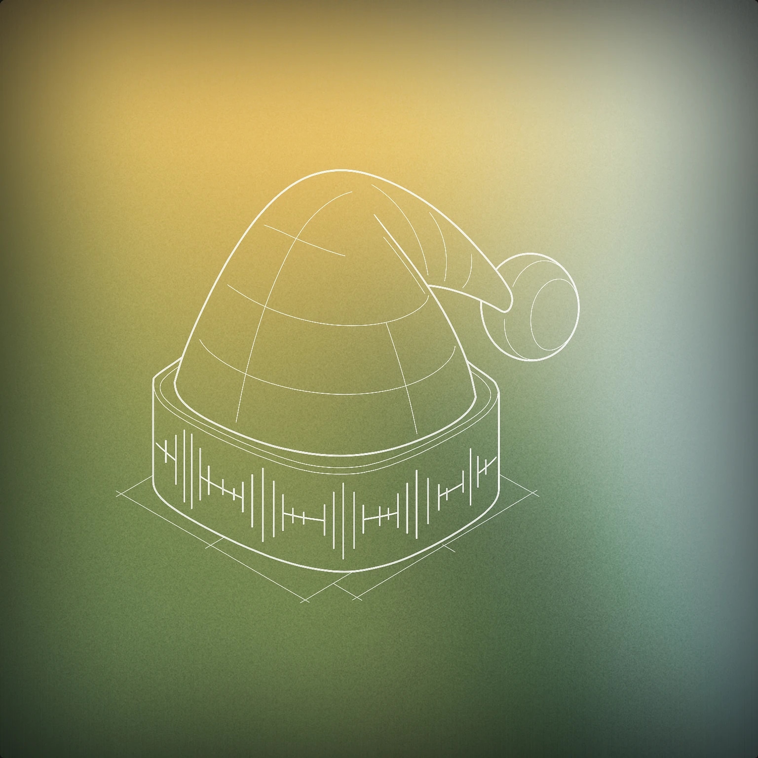 Cover of Santa hat with a stylized soundwave pattern forming the fur trim for Santa sound effects