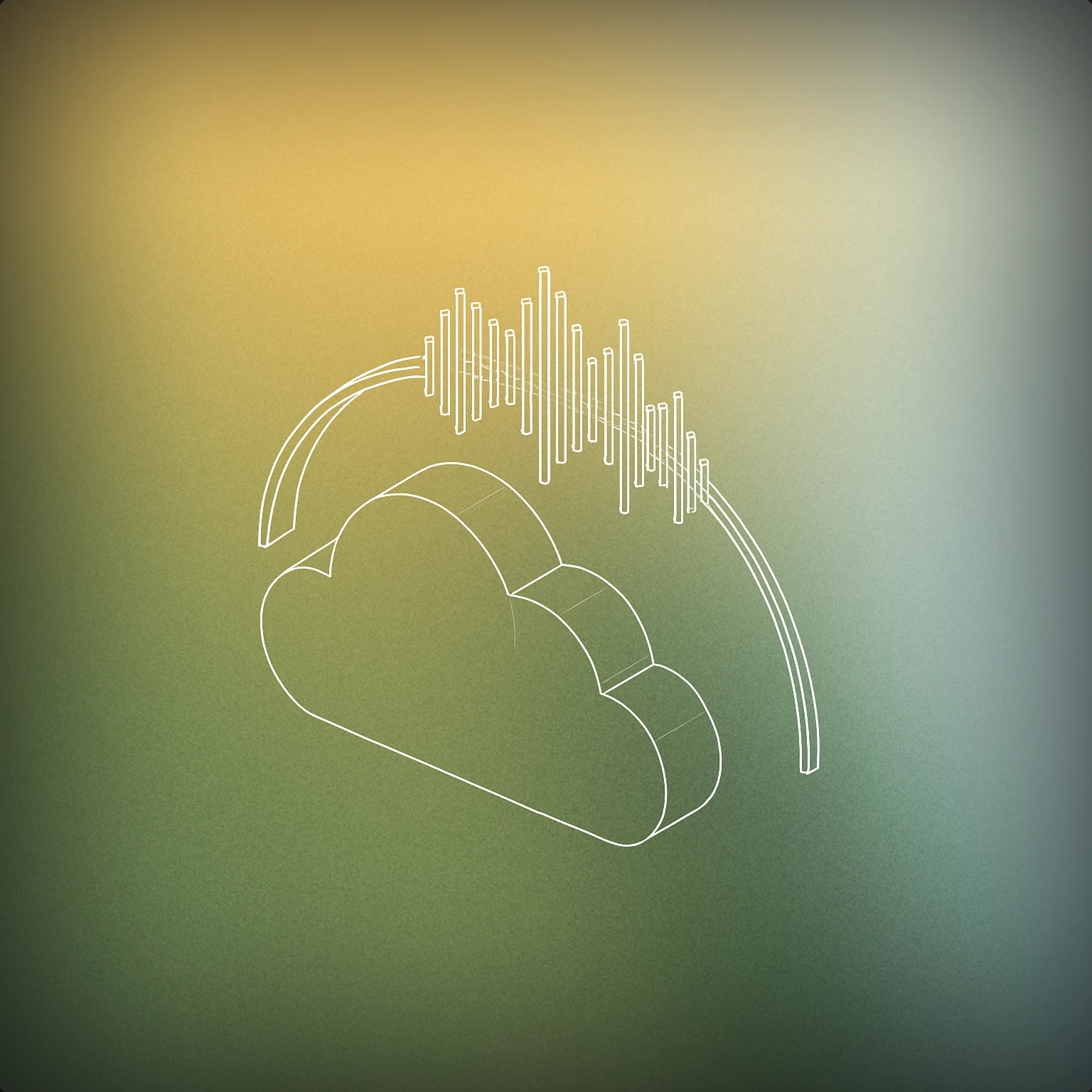 Cover of A floating audio waveform gently arching above a stylized cumulus cloud for Clouds sound effects