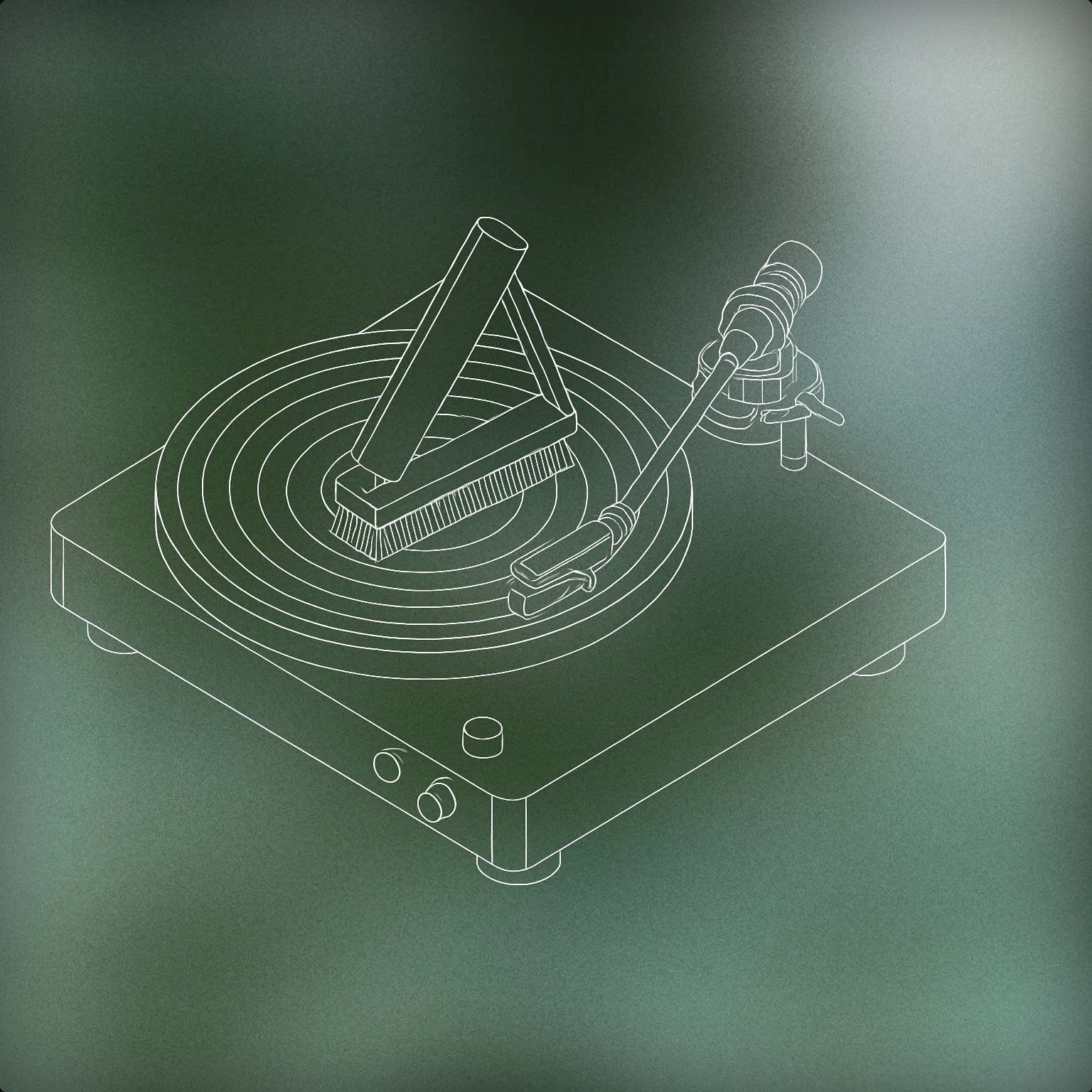 Cover of A record player with a vinyl being cleaned by a stylus-shaped brush for Washing sound effects